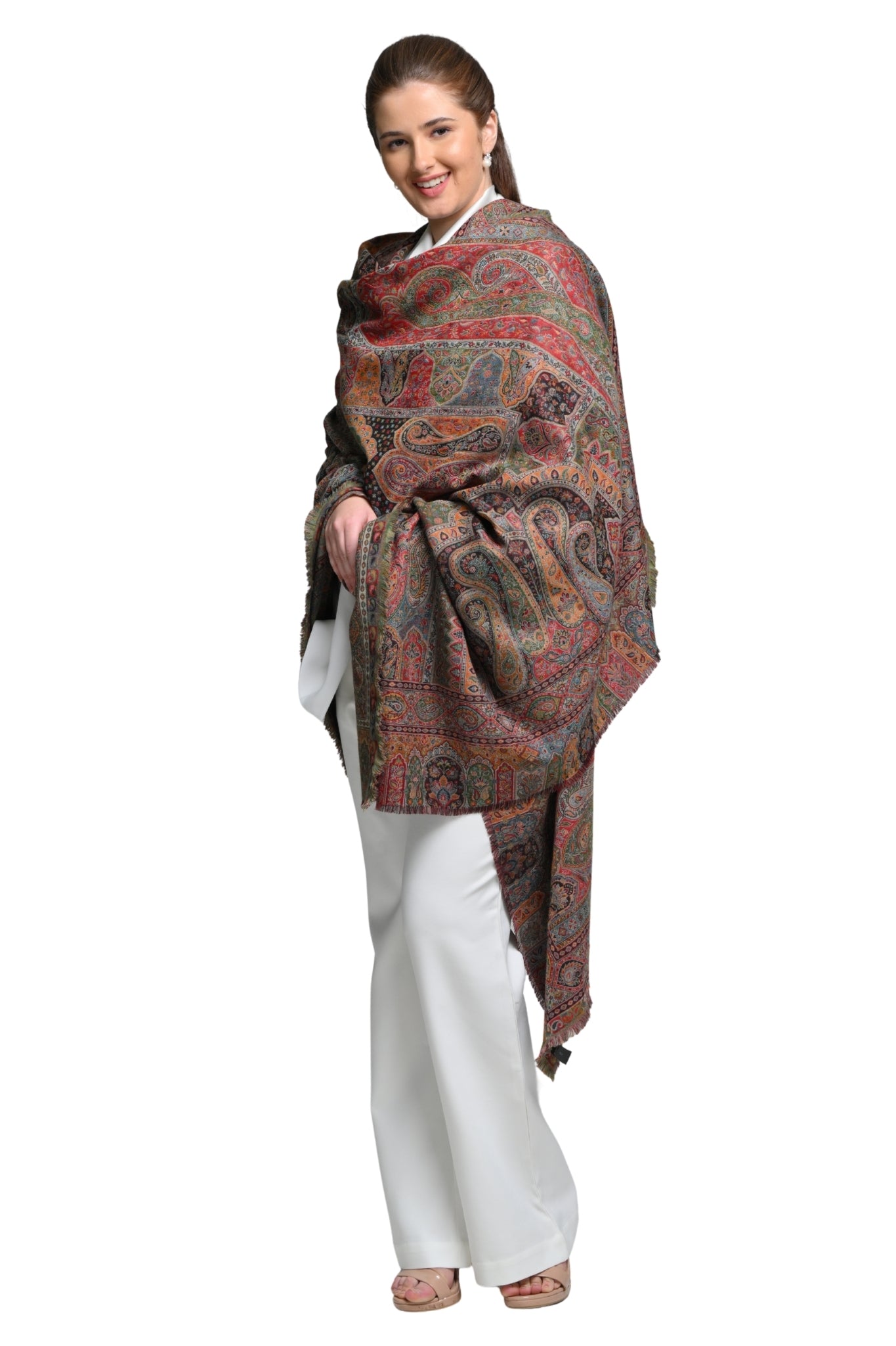 Taroob Faux Pashmina Antique Jamawar Shawl
