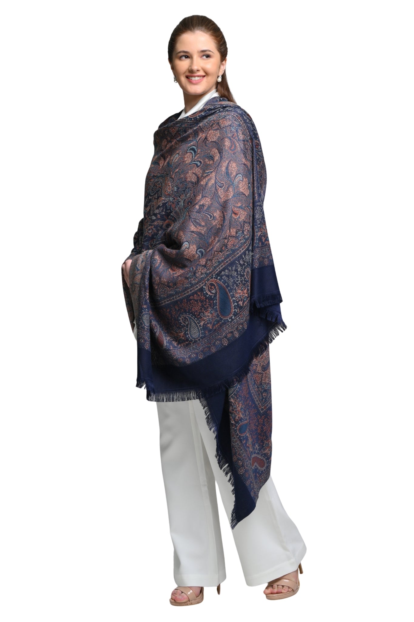 Taroob Faux Pashmina Antique Jamawar Shawl