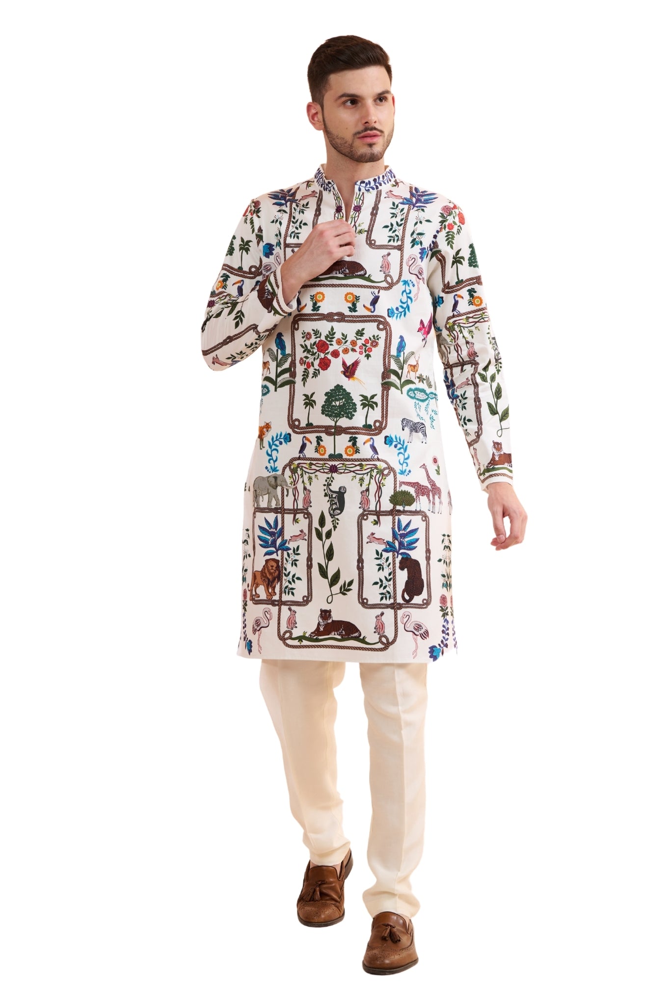 Tropical Safari Printed Kurta Pajama Set