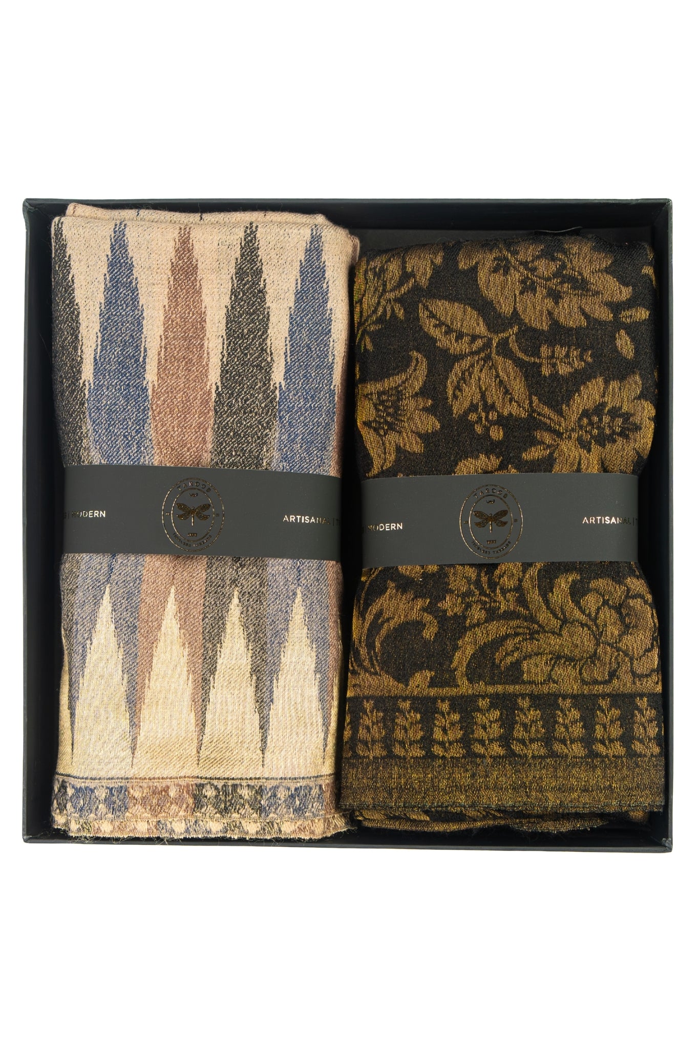 Taroob Couple Gift Set of Ikat Stole for Him & Zari Shawl for Her
