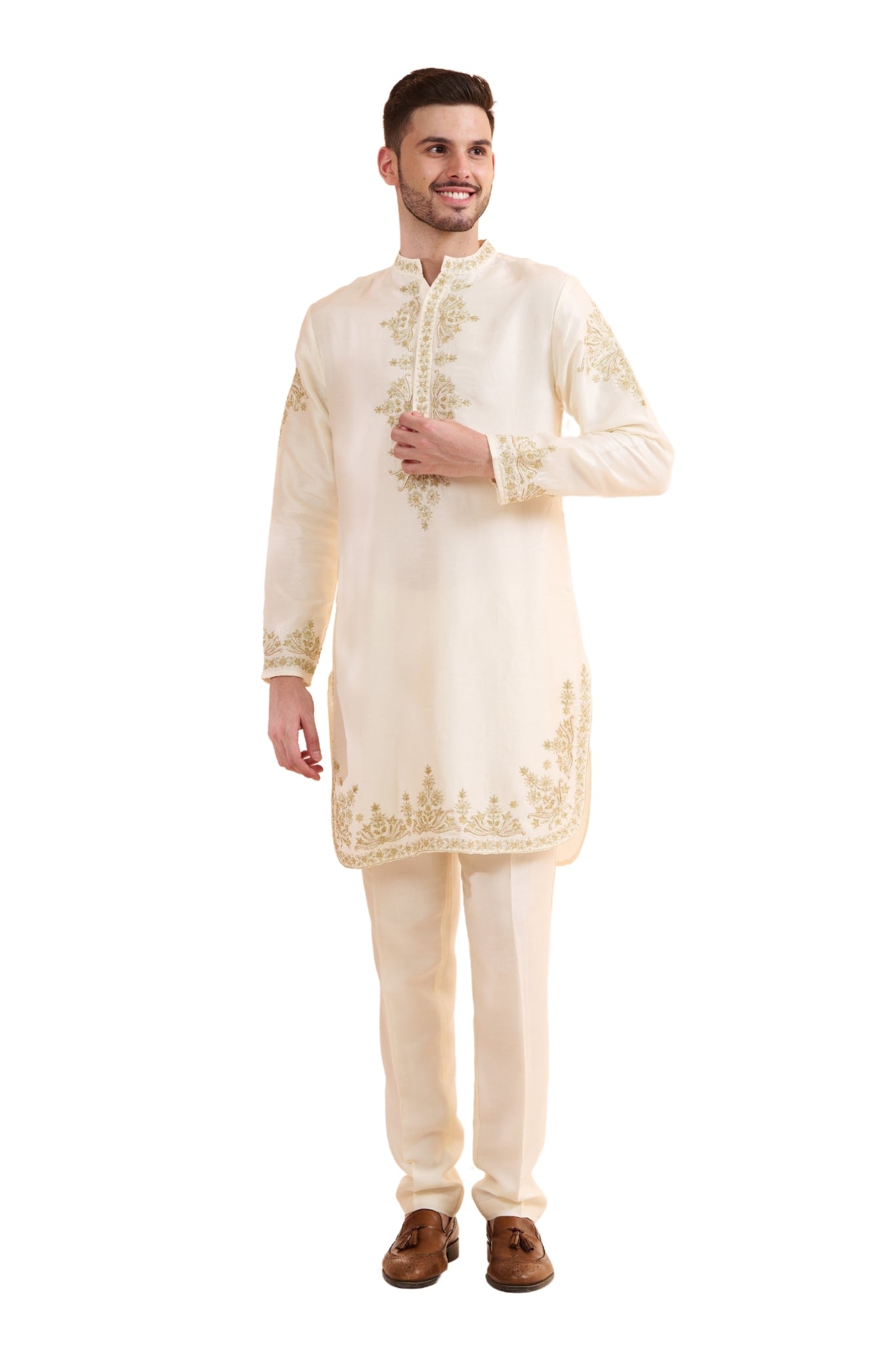 Hand Embroidered Zardozi Kurta Pajama Set