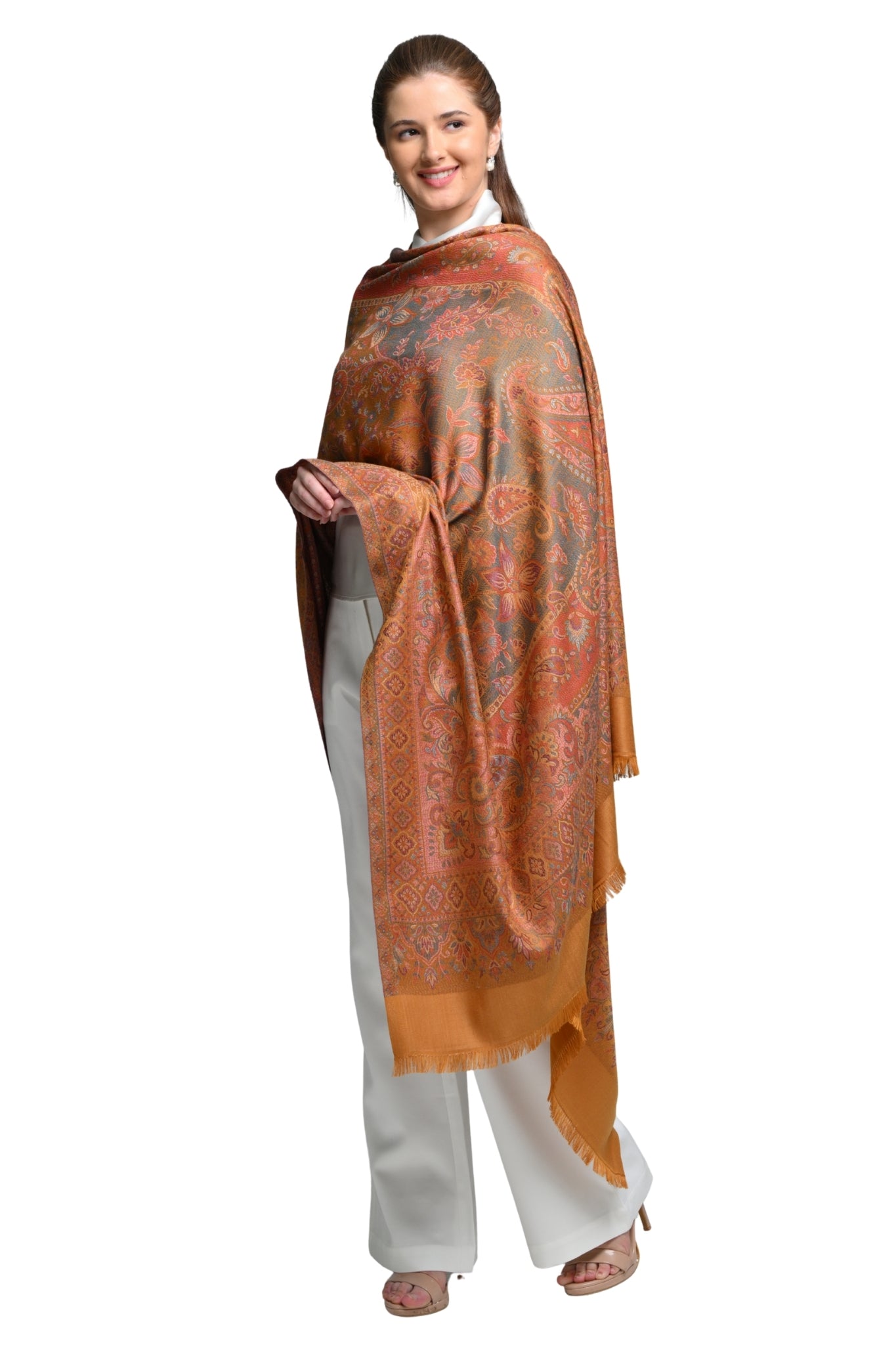 Taroob Faux Pashmina Antique Jamawar Shawl