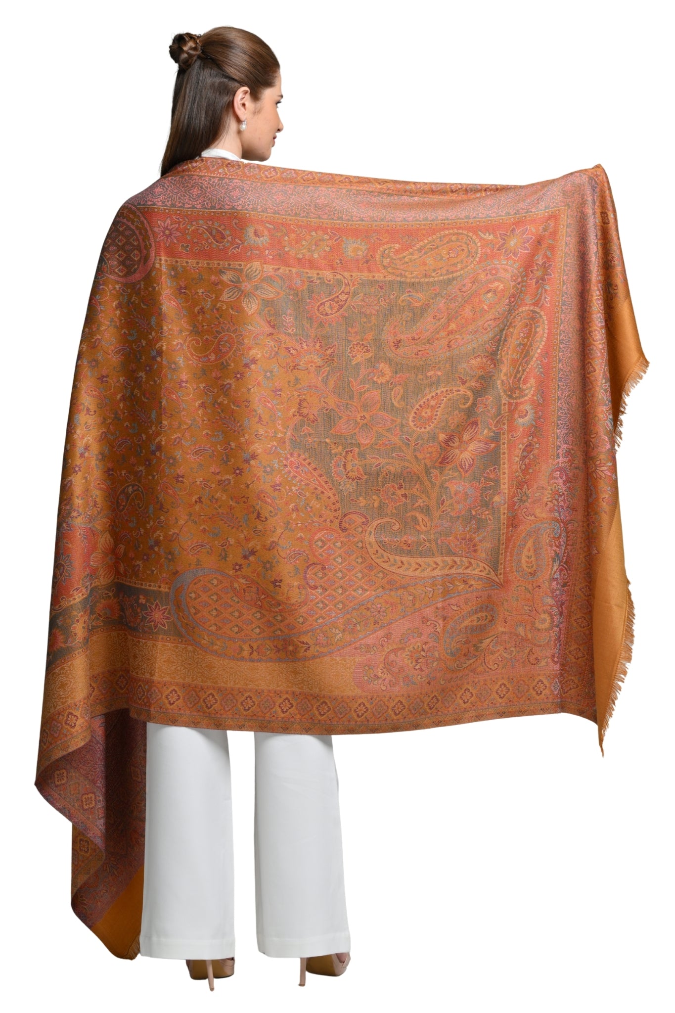 Taroob Faux Pashmina Antique Jamawar Shawl