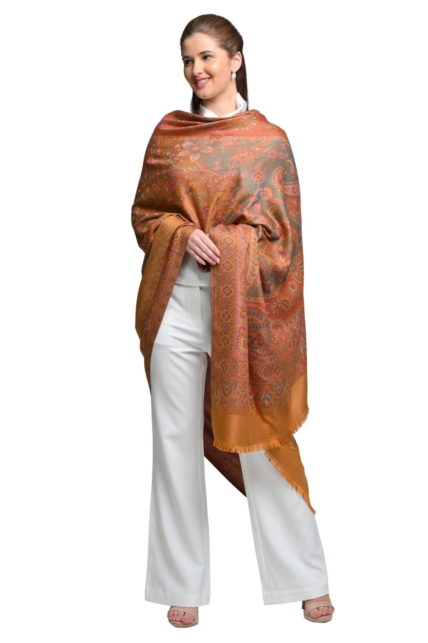 Taroob Faux Pashmina Antique Jamawar Shawl