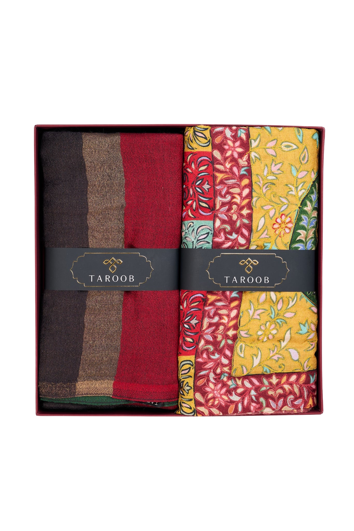 Gift Set of Exquisite Fine Wool Zari Stole for Him & Wool Kalamkari Stole for Her