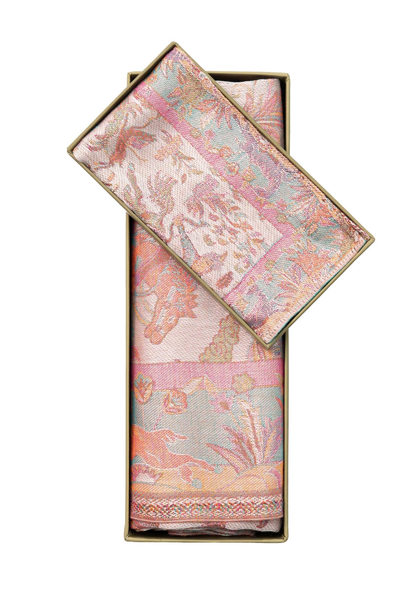 Taroob Gift Set of Shikargah Jamawar Stole & Pocket Square