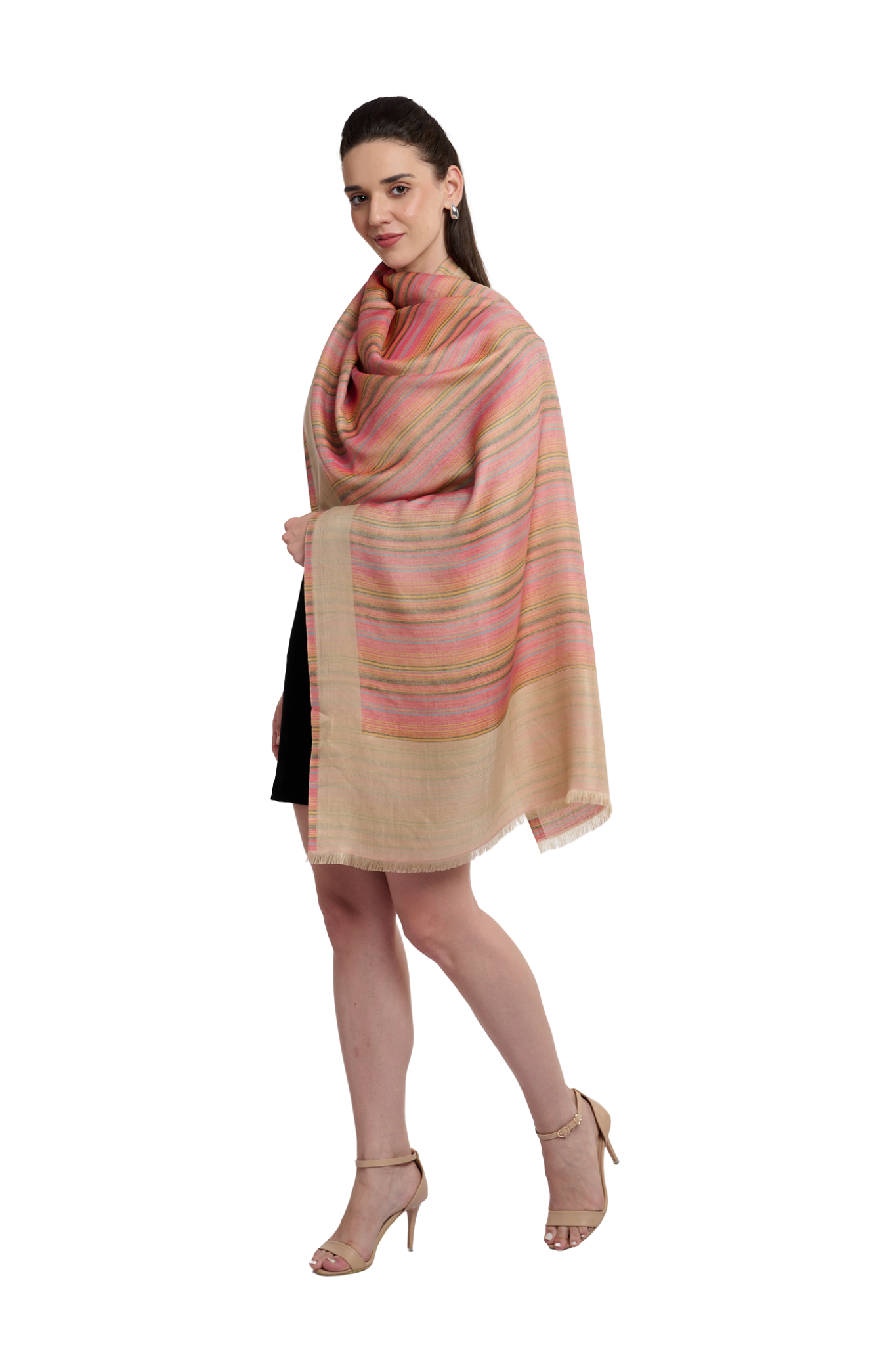 Women's Mulicolor Striper Jamawar Stole