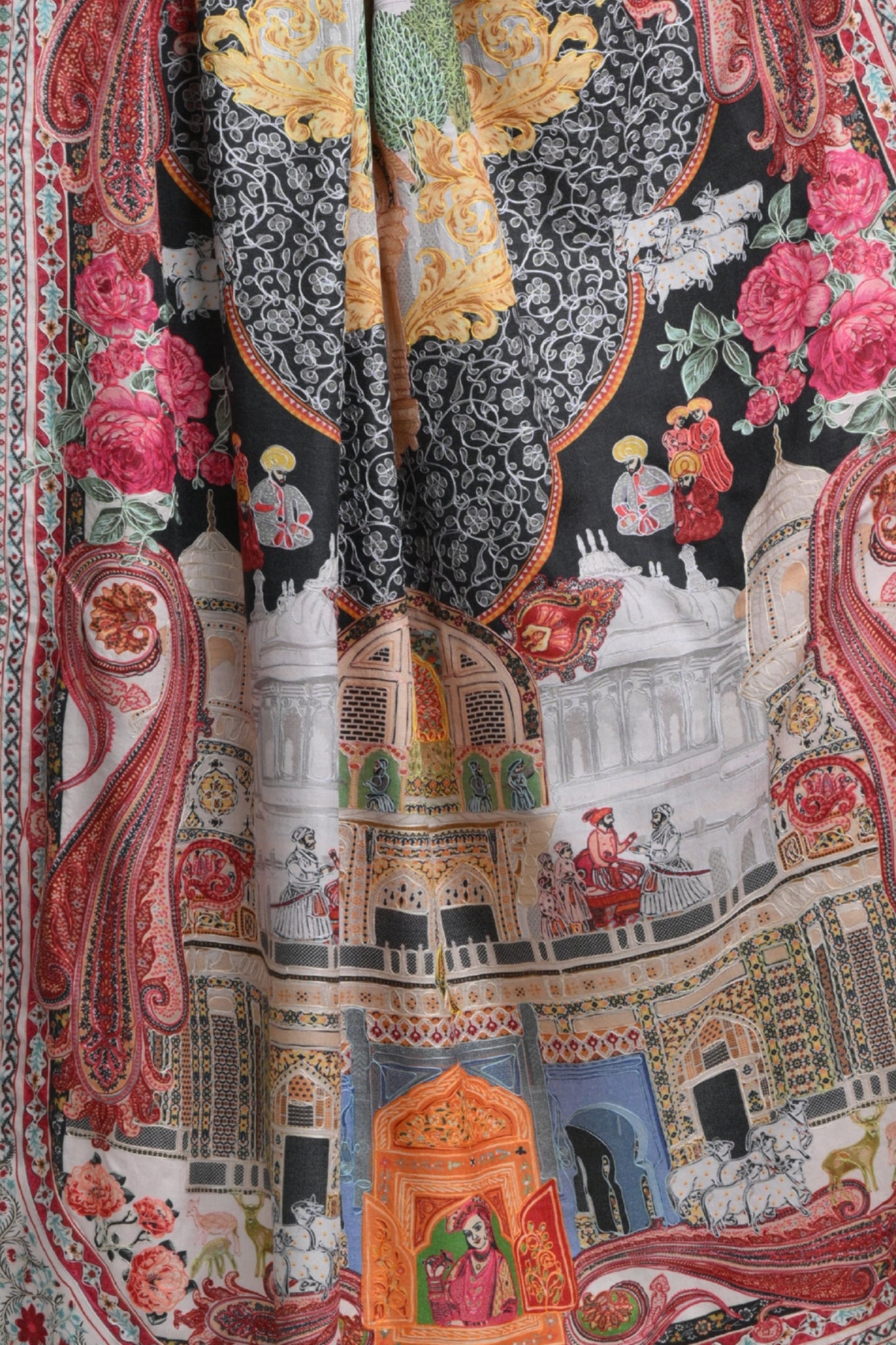 Taroob Fine Wool Maharaj Darbar Kalamkari Shawl
