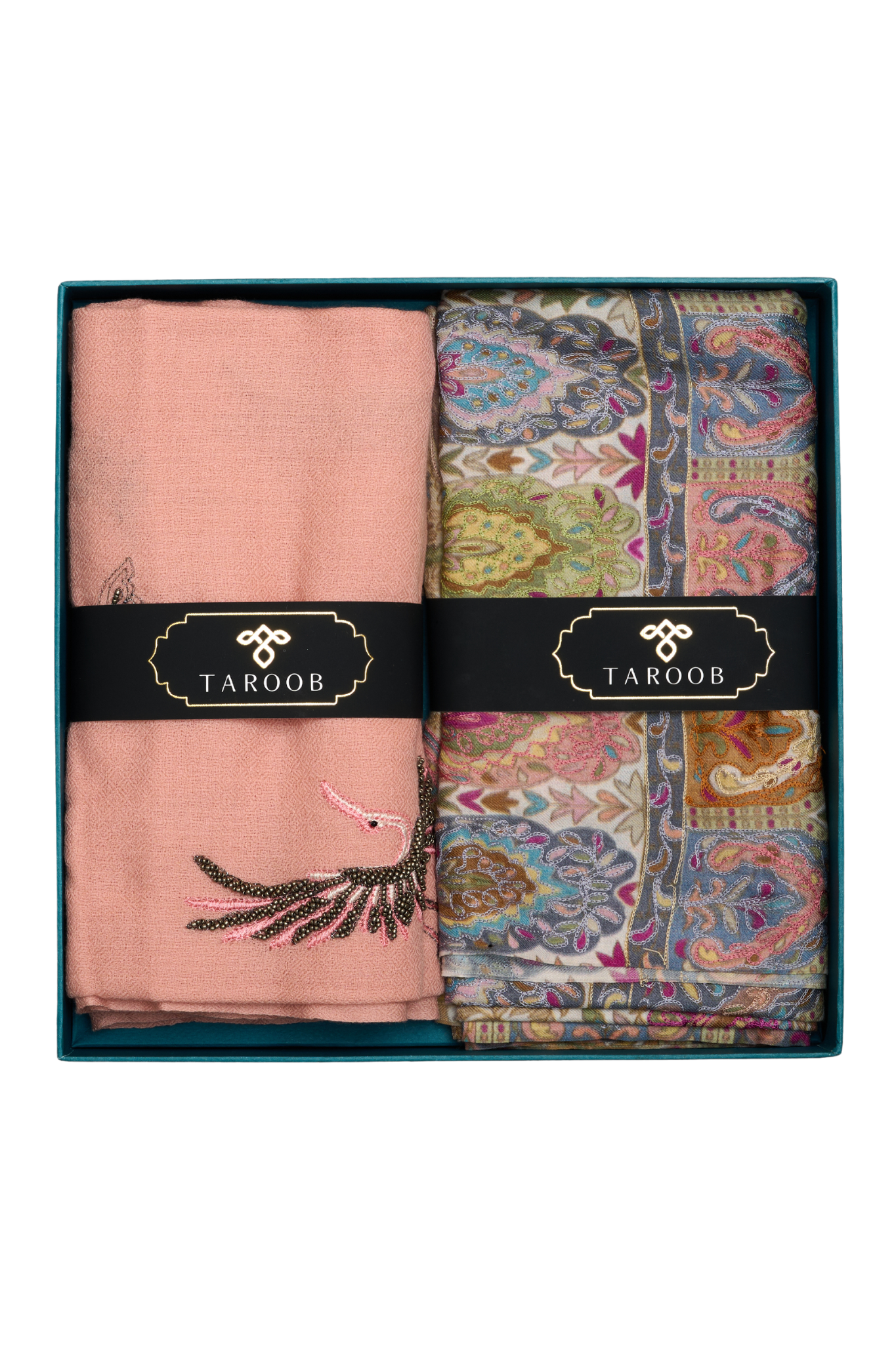 His & Her Gift Set of Kalamkari Stole for Him & Embroidered Stole for Her