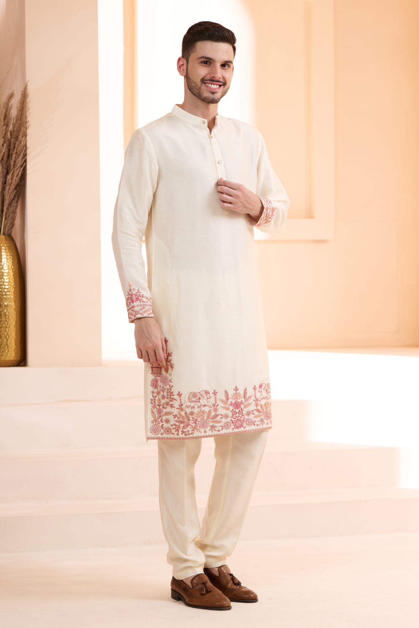 Heritage Embroidered Art Zari Kurta Pajama Set