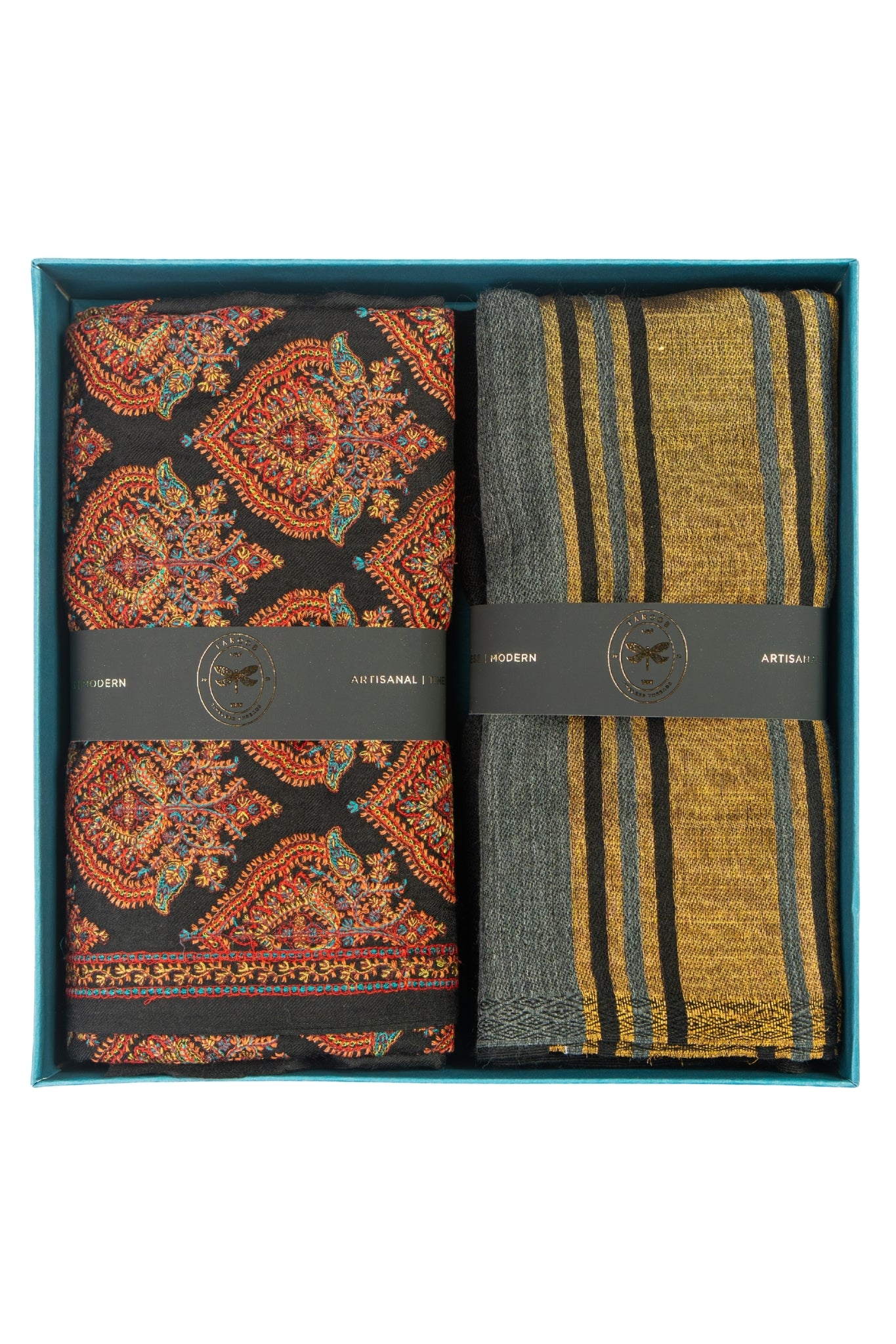 Taroob Couple Gift Set of Embroidered Stole for Him & Zari Stole for Her