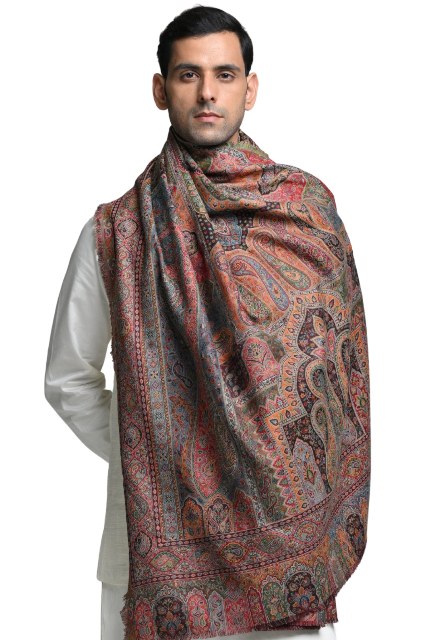Taroob Faux Pashmina Antique Jamawar Shawl