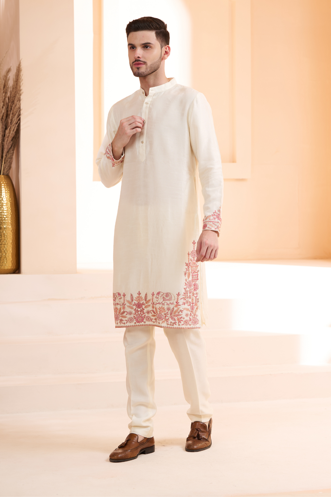 Heritage Embroidered Art Zari Kurta Pajama Set