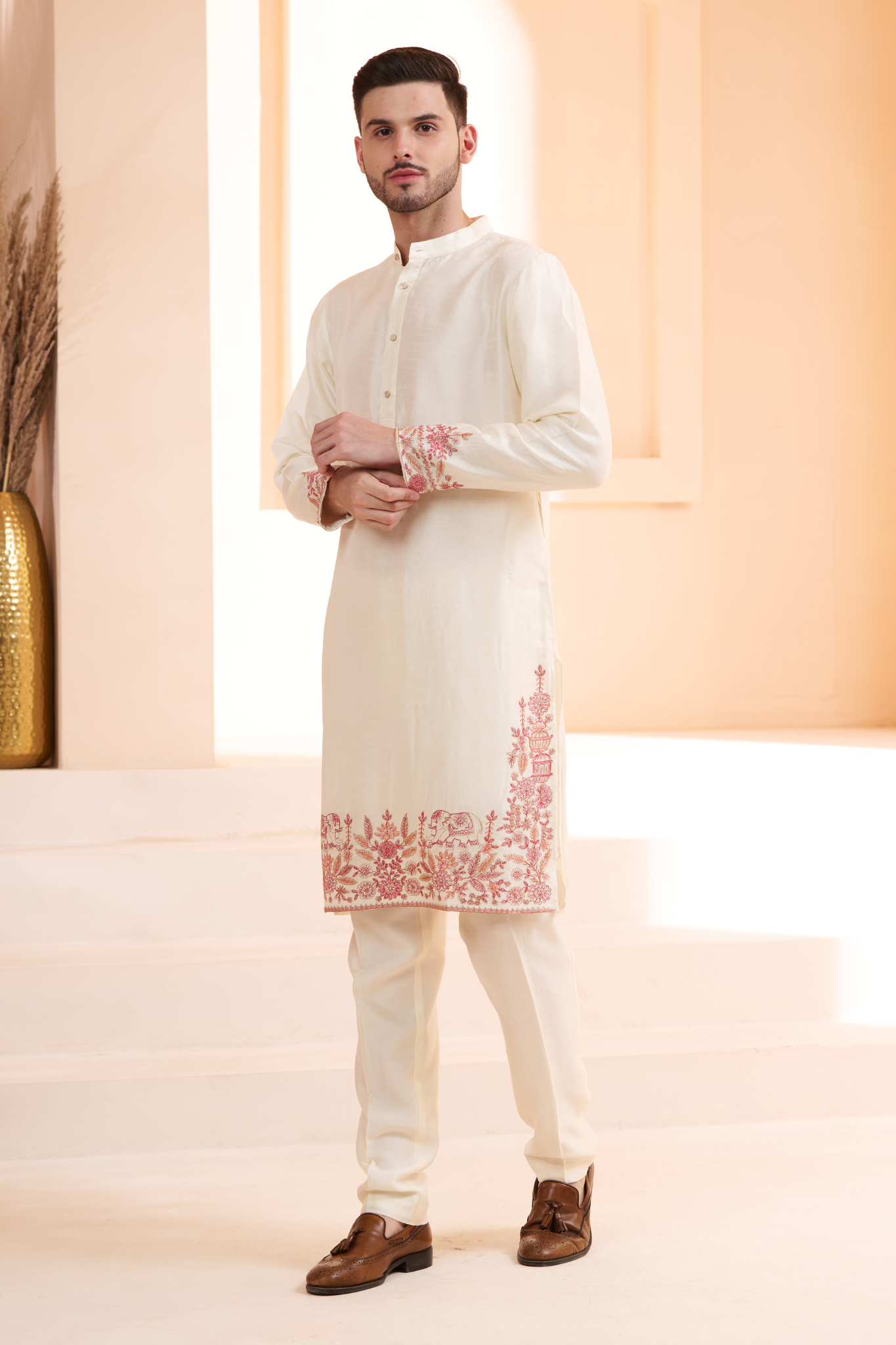 Heritage Embroidered Art Zari Kurta Pajama Set