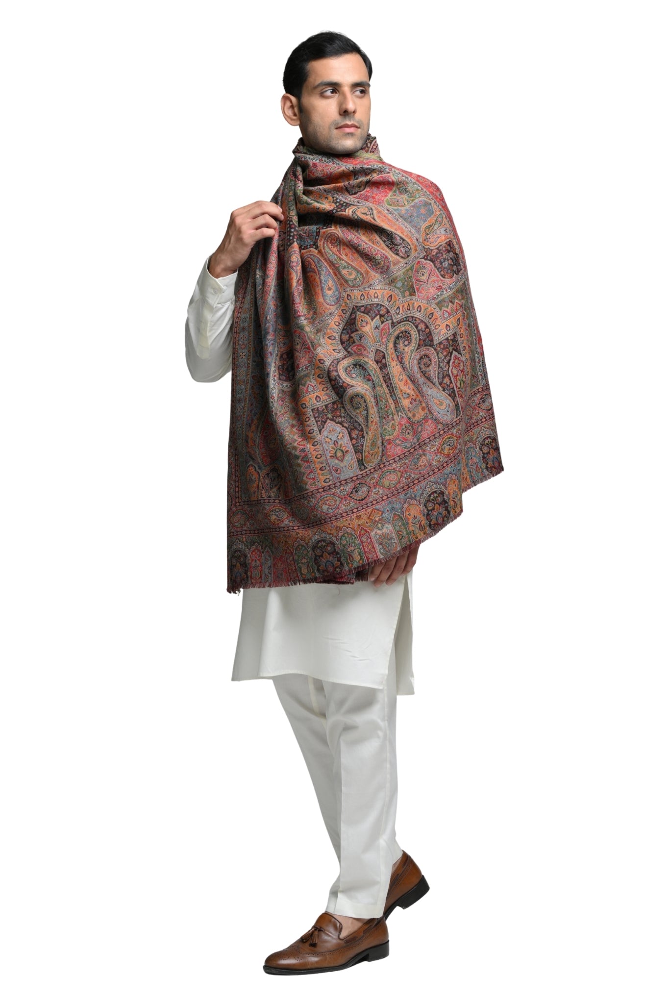 Taroob Faux Pashmina Antique Jamawar Shawl
