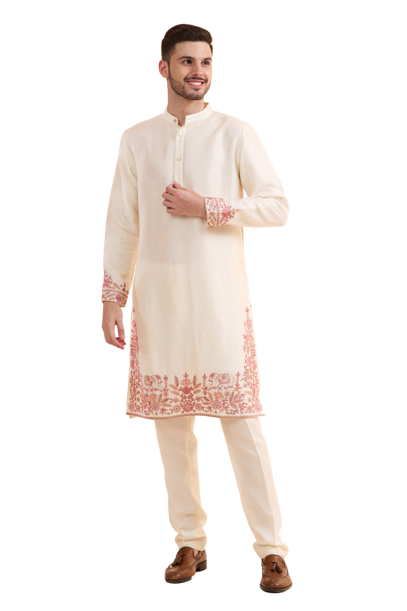 Heritage Embroidered Art Zari Kurta Pajama Set