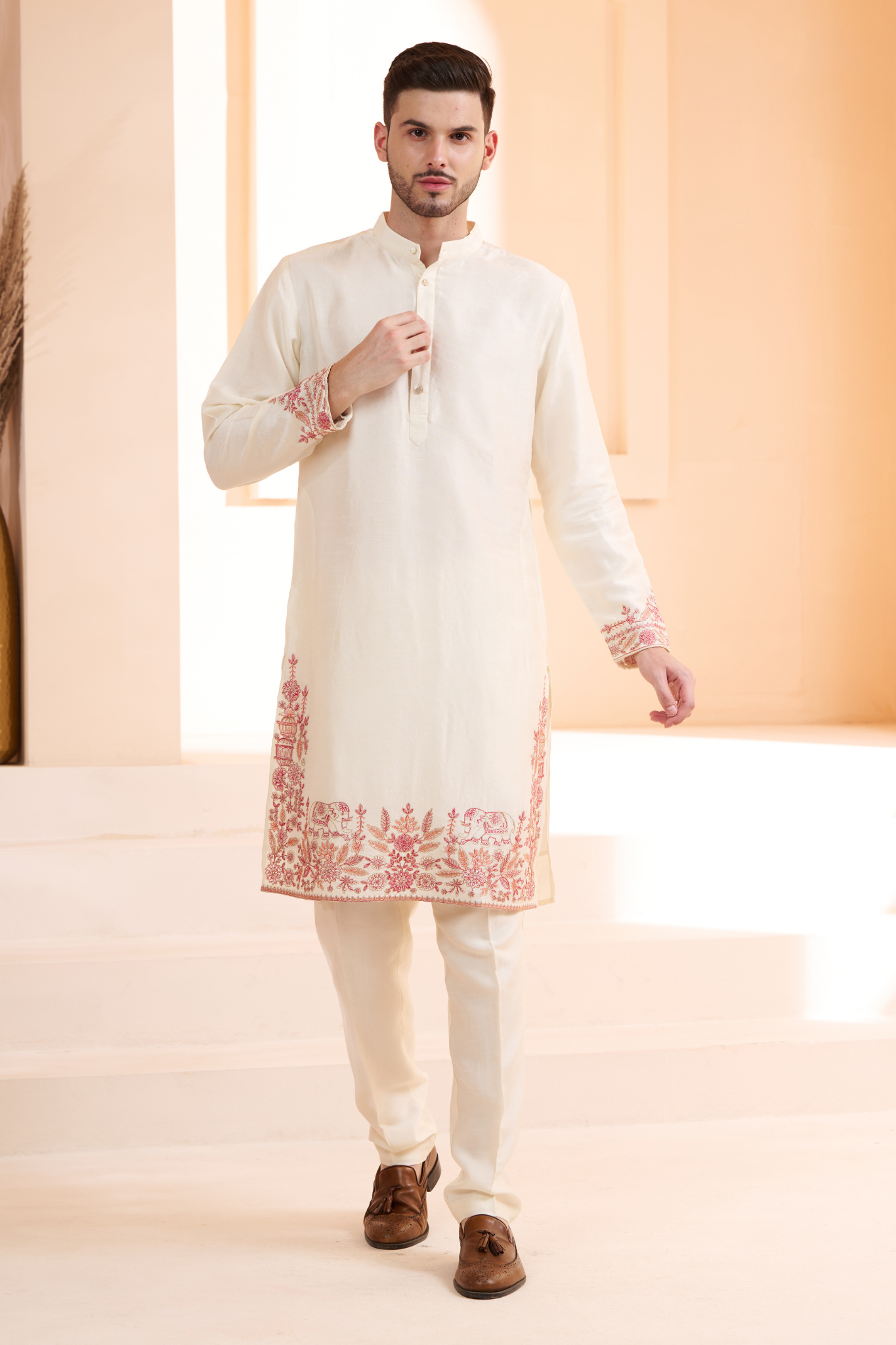 Heritage Embroidered Art Zari Kurta Pajama Set