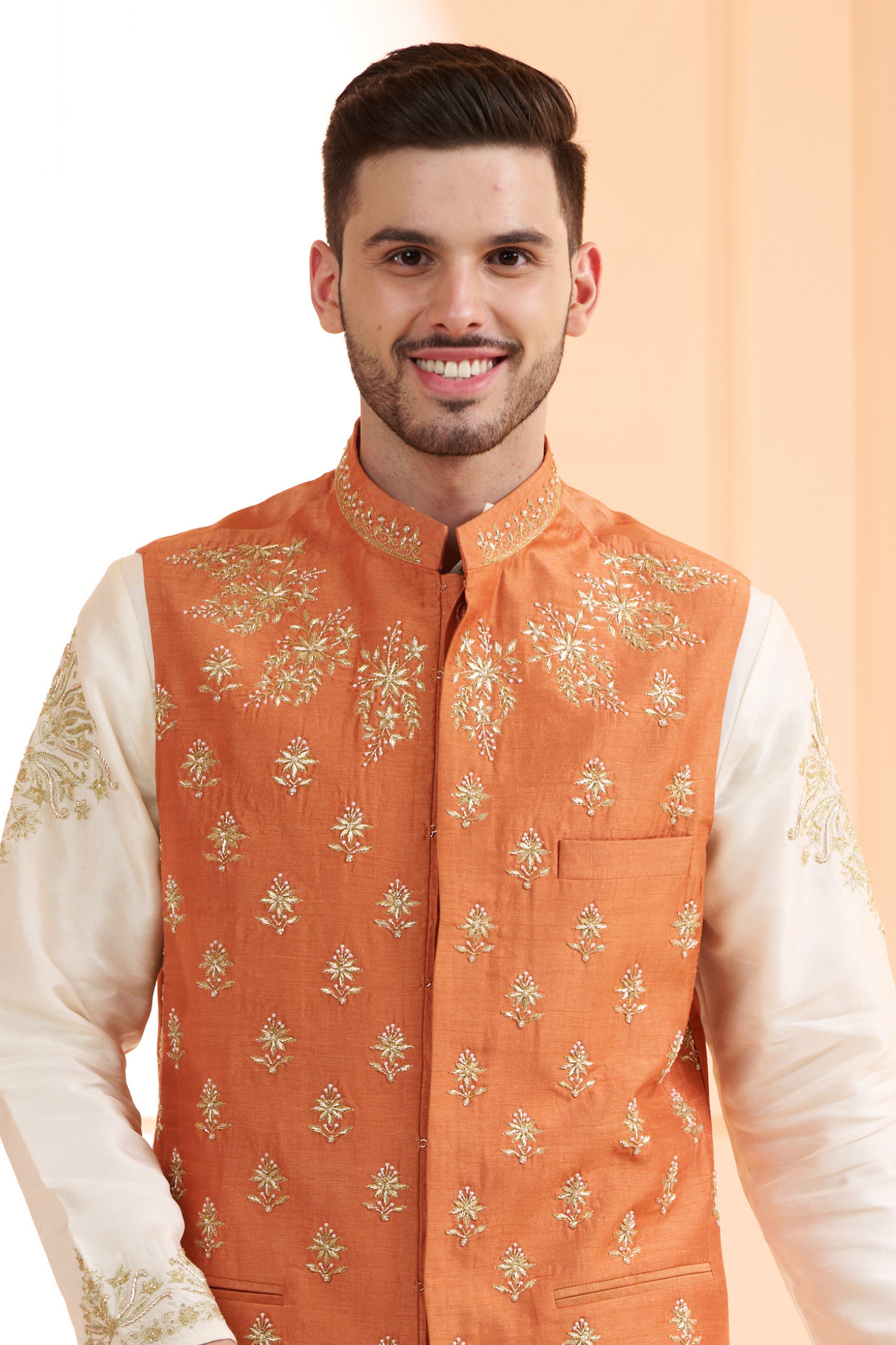 Silk Hand Embellished Nehru Jacket , Men's Bandi