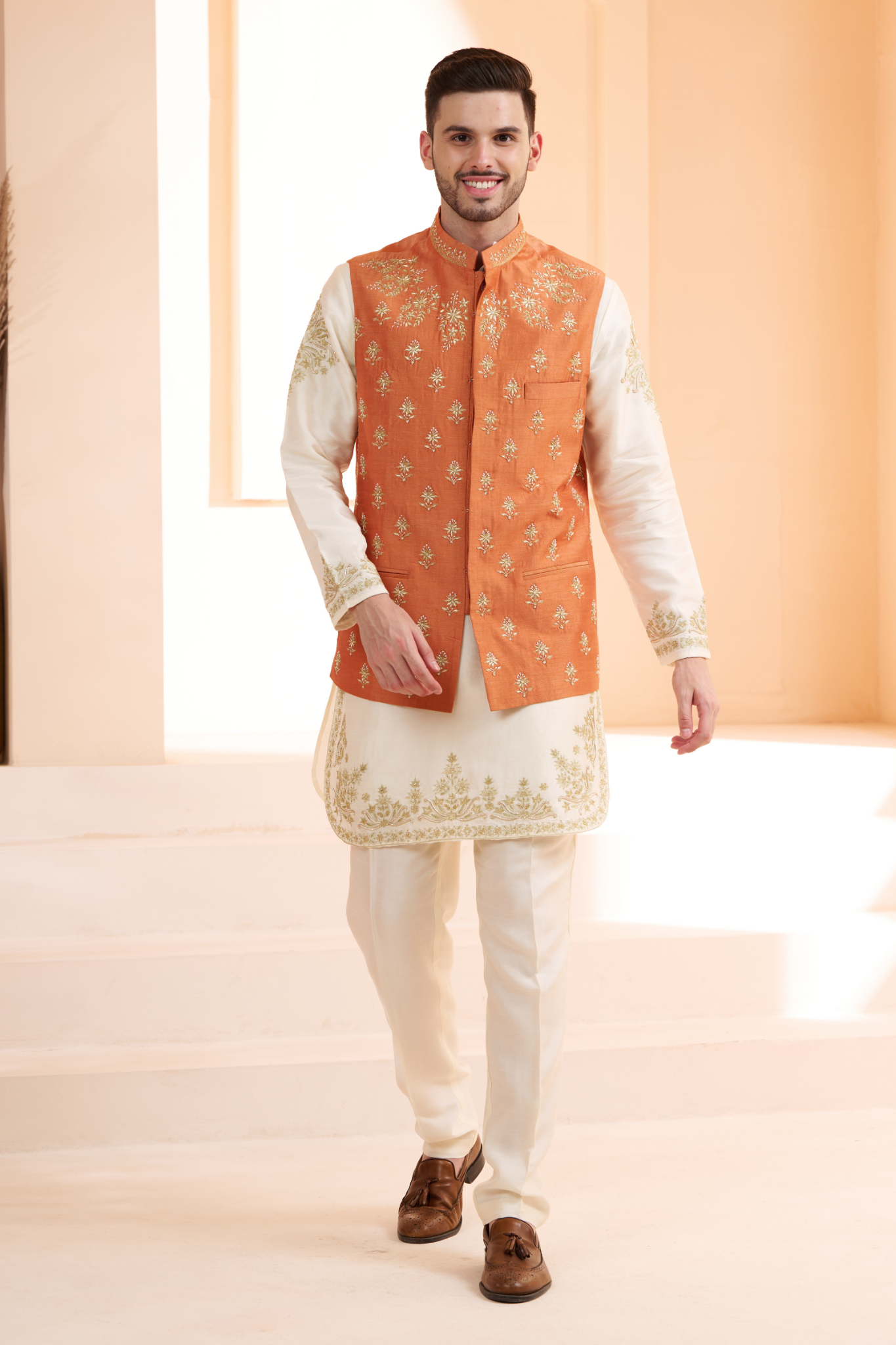 Silk Hand Embellished Nehru Jacket , Men's Bandi