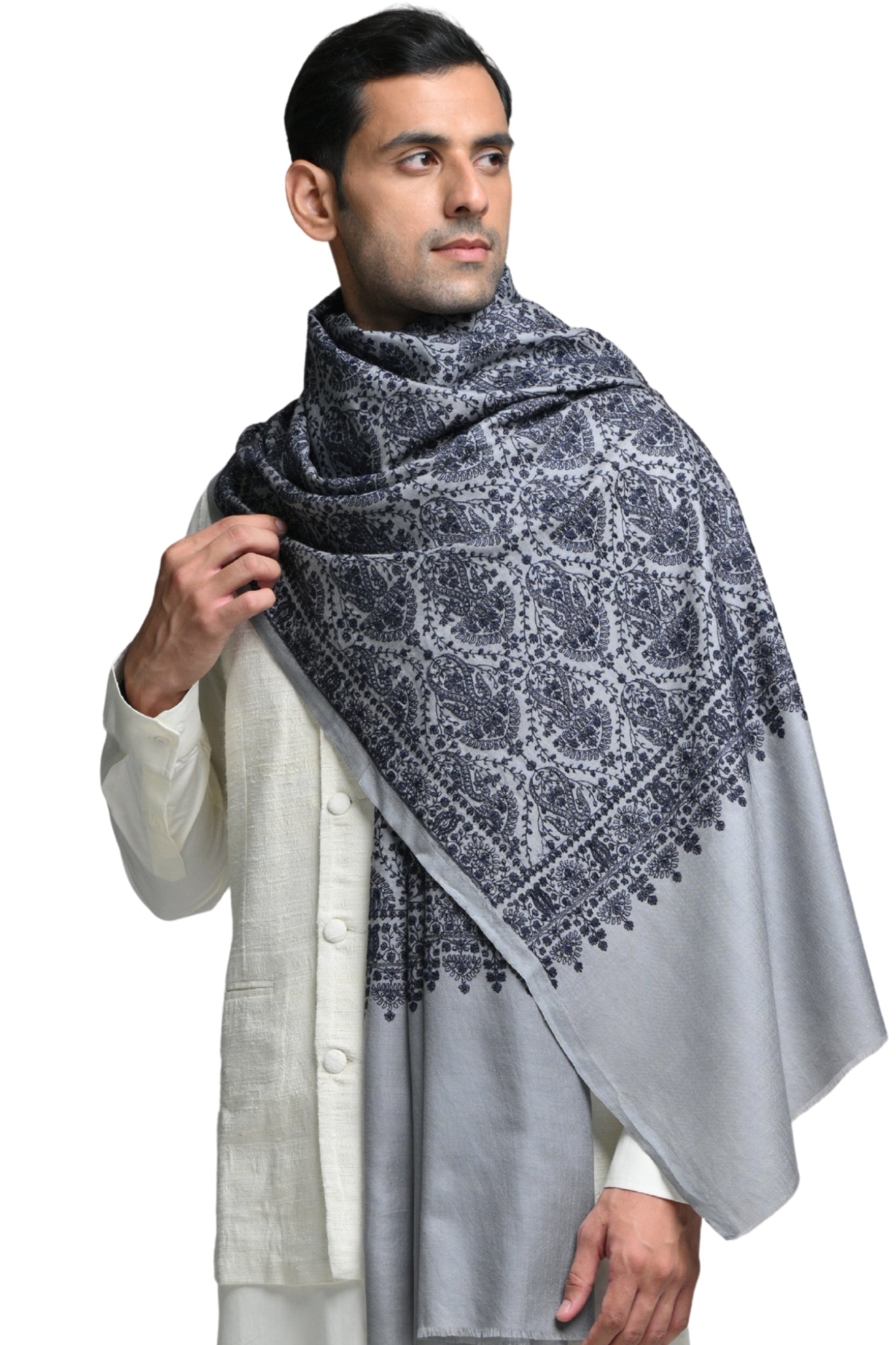 Taroob Kashmiri Sozni Fine Wool Stole