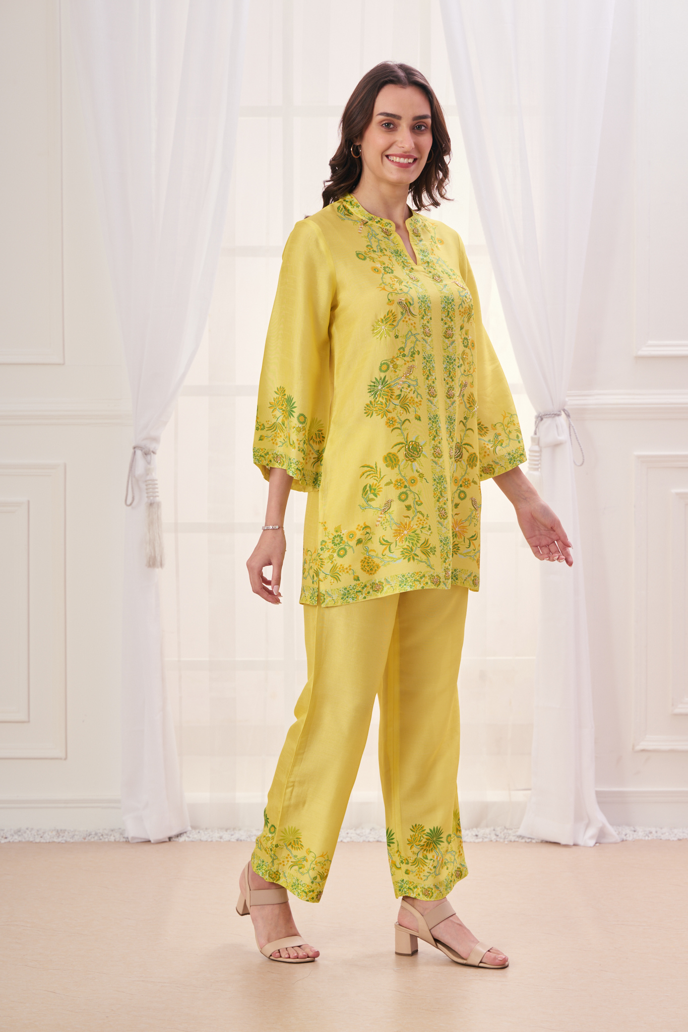 Silk Linen Embroidered Co-ord Set