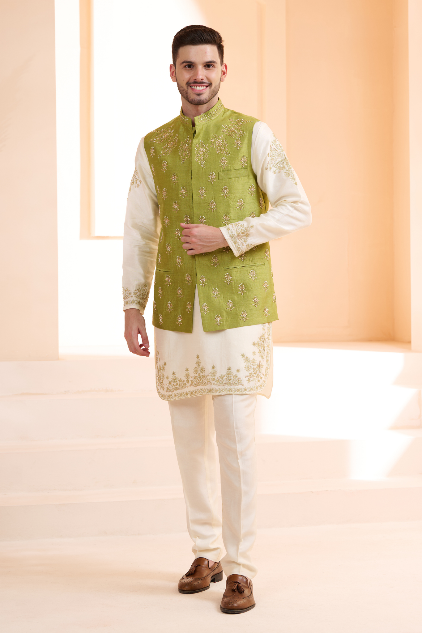 Silk Hand Embellished Nehru Jacket , Men's Bandi