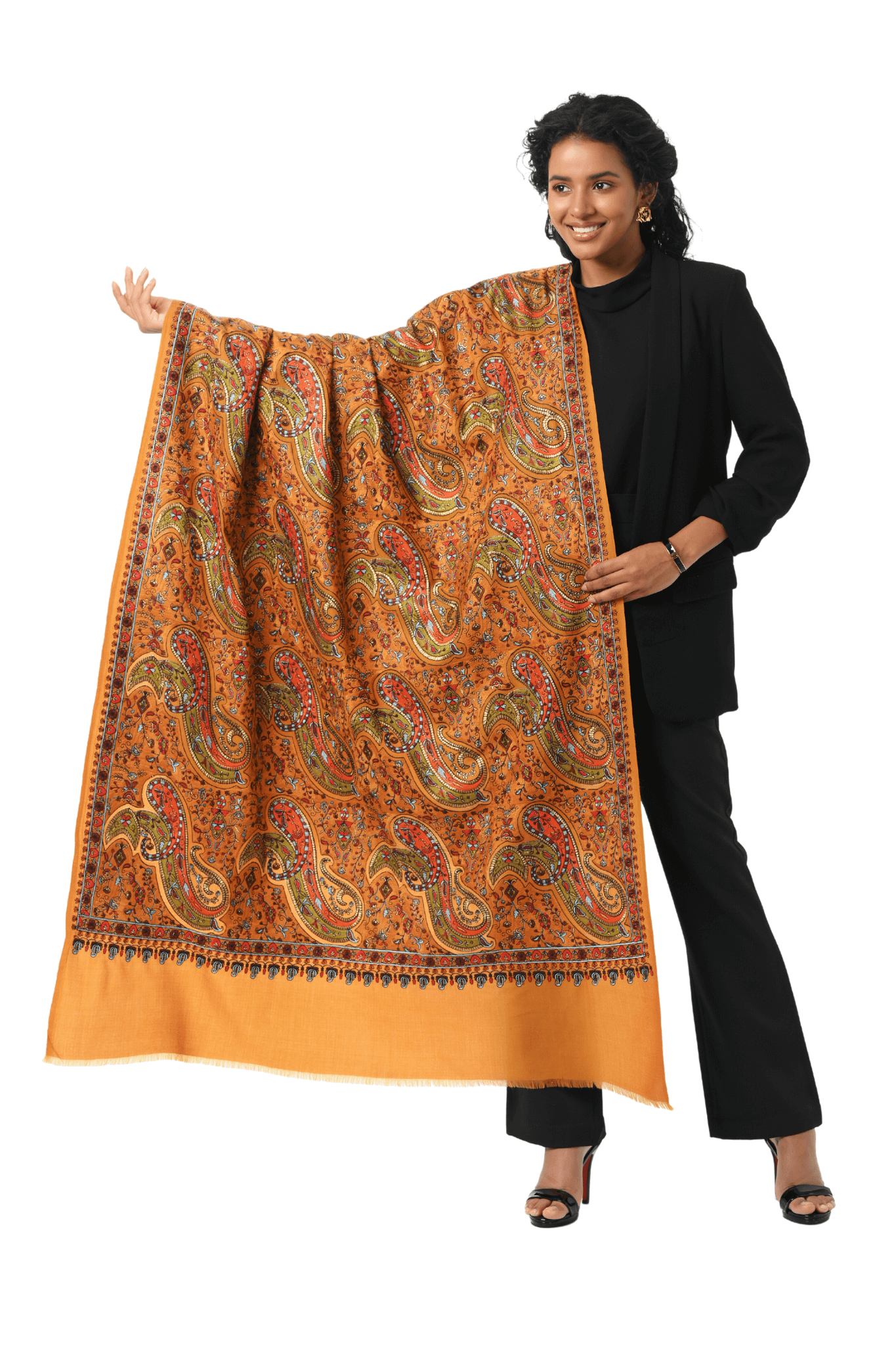 Bold Paisley Embroidered Shawl
