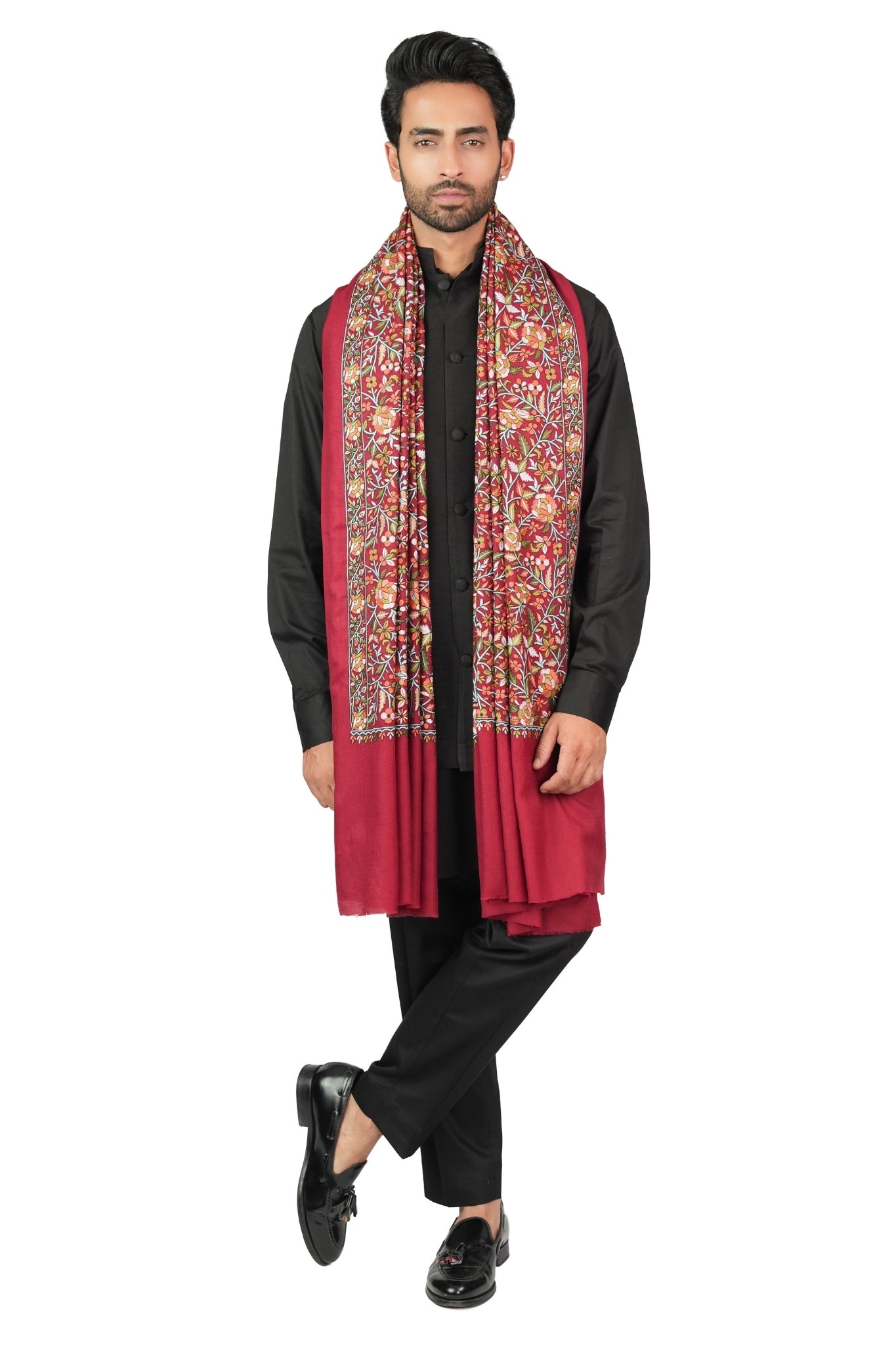 Taroob Floral Noir Embroidered Stole