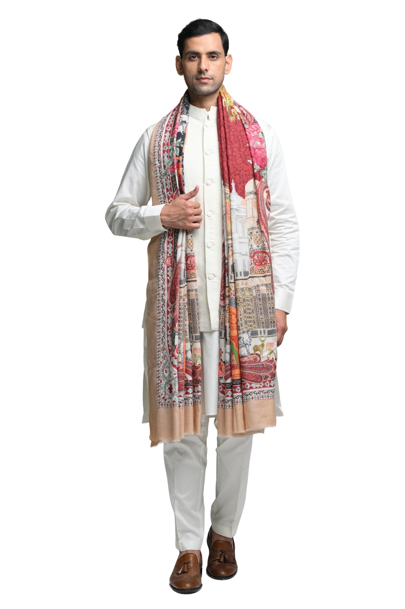 Taroob Raj-Mahal Wool Silk Embroidered Dusala