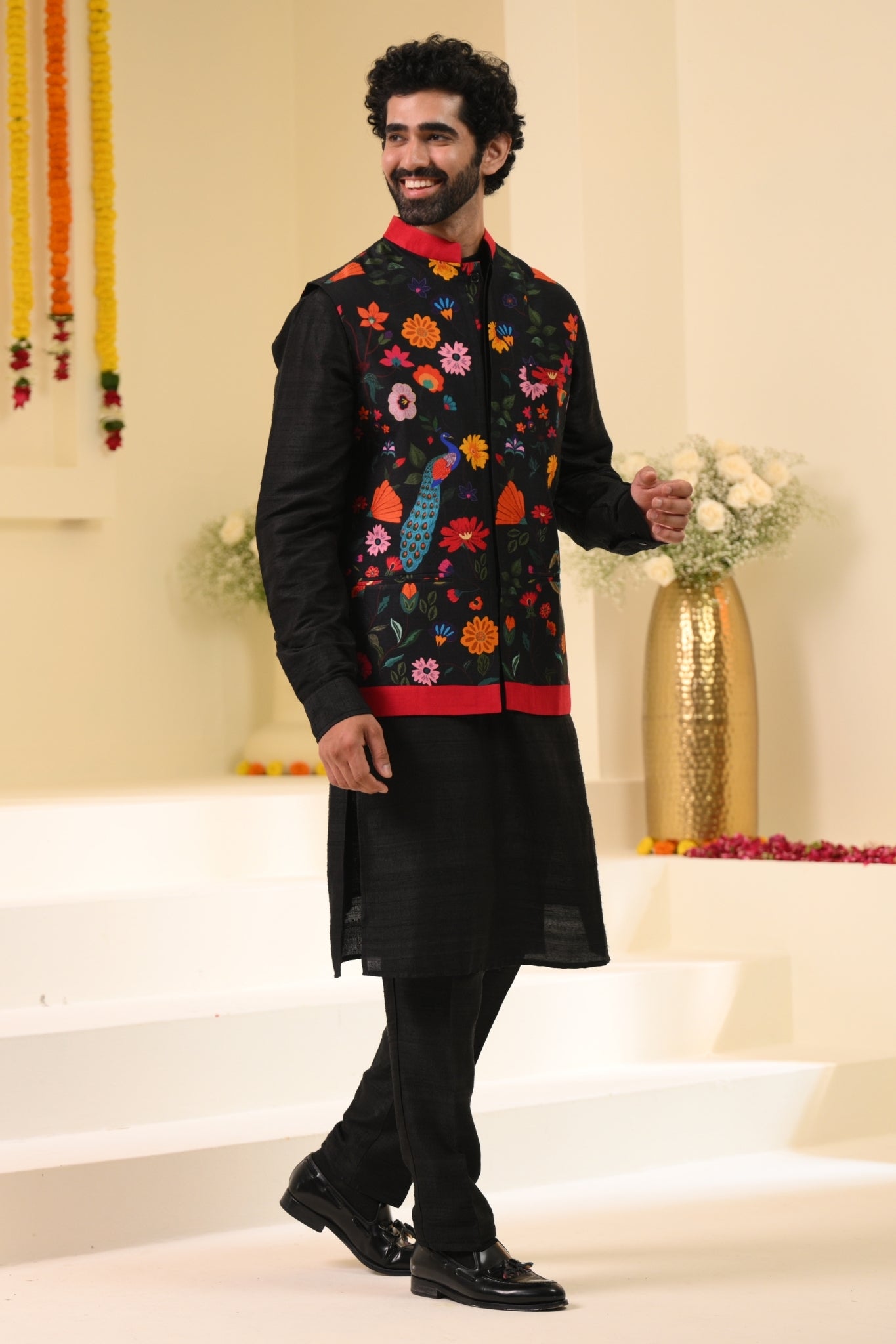 Taroob Bageecha Printed Nehru Jacket
