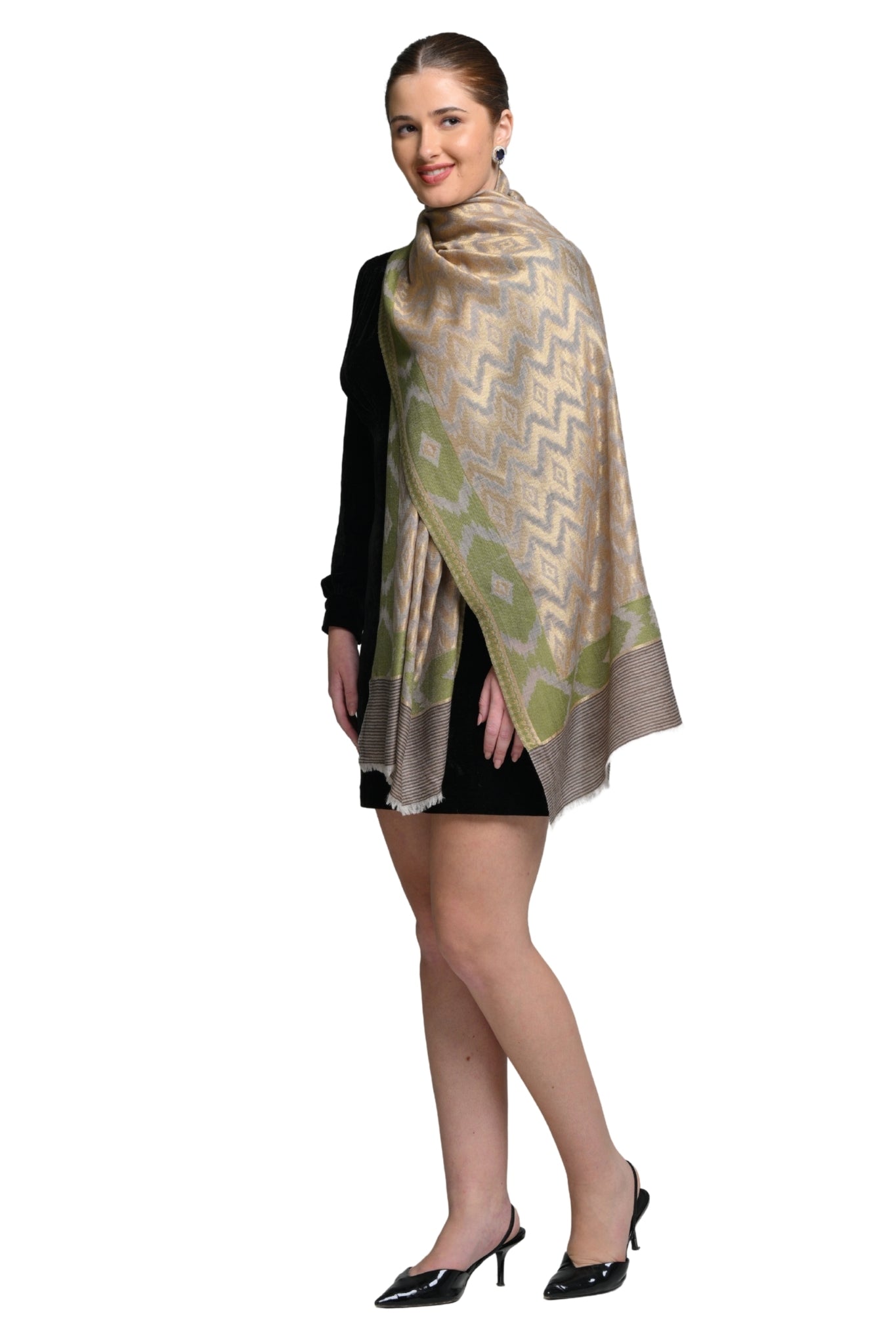 Taroob Moonlight Wool Ikat Kaani Stole
