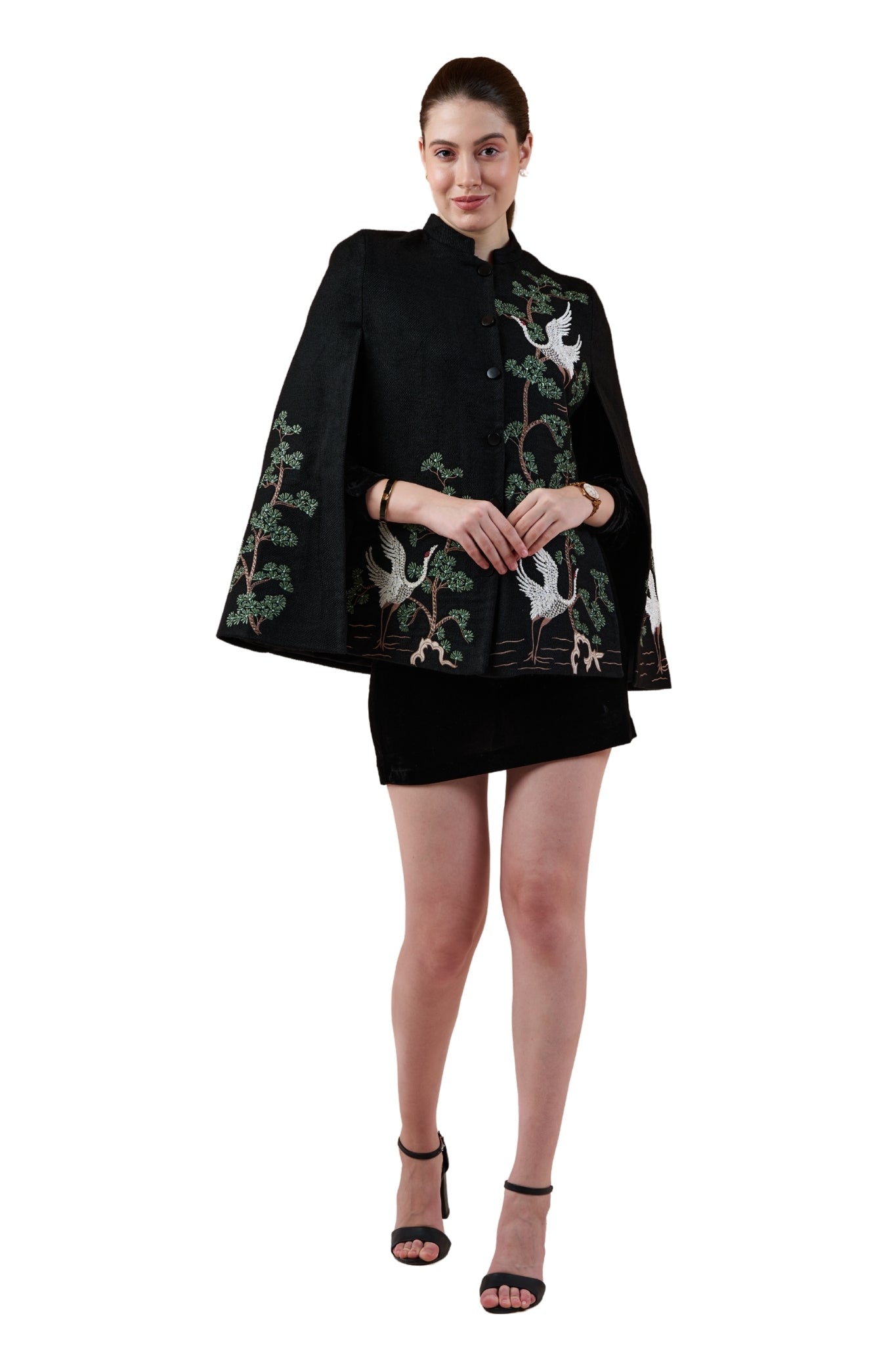 Embroidered Wanderlust Flamingos Cape