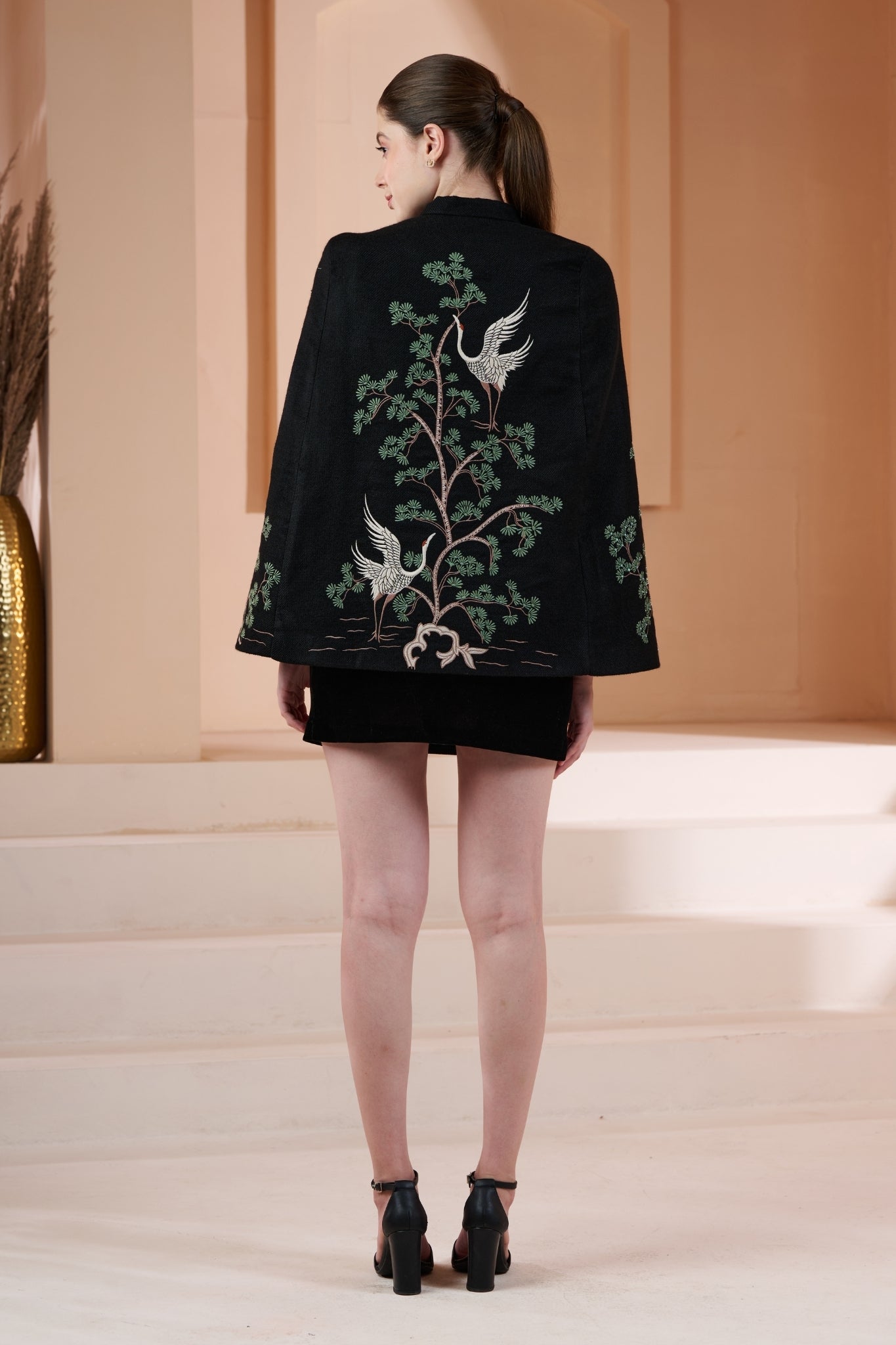 Embroidered Wanderlust Flamingos Cape