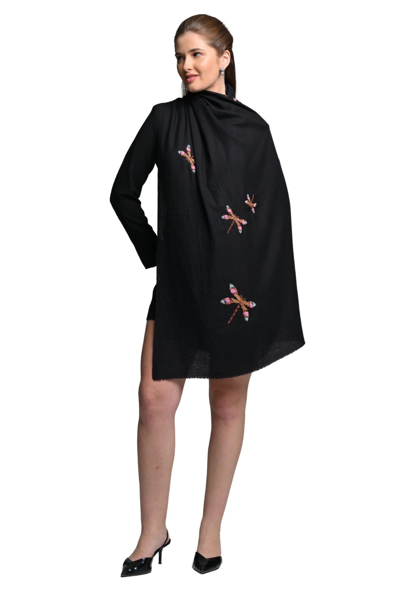 Taroob Embroidered Wanderlust Dragonflies Stole