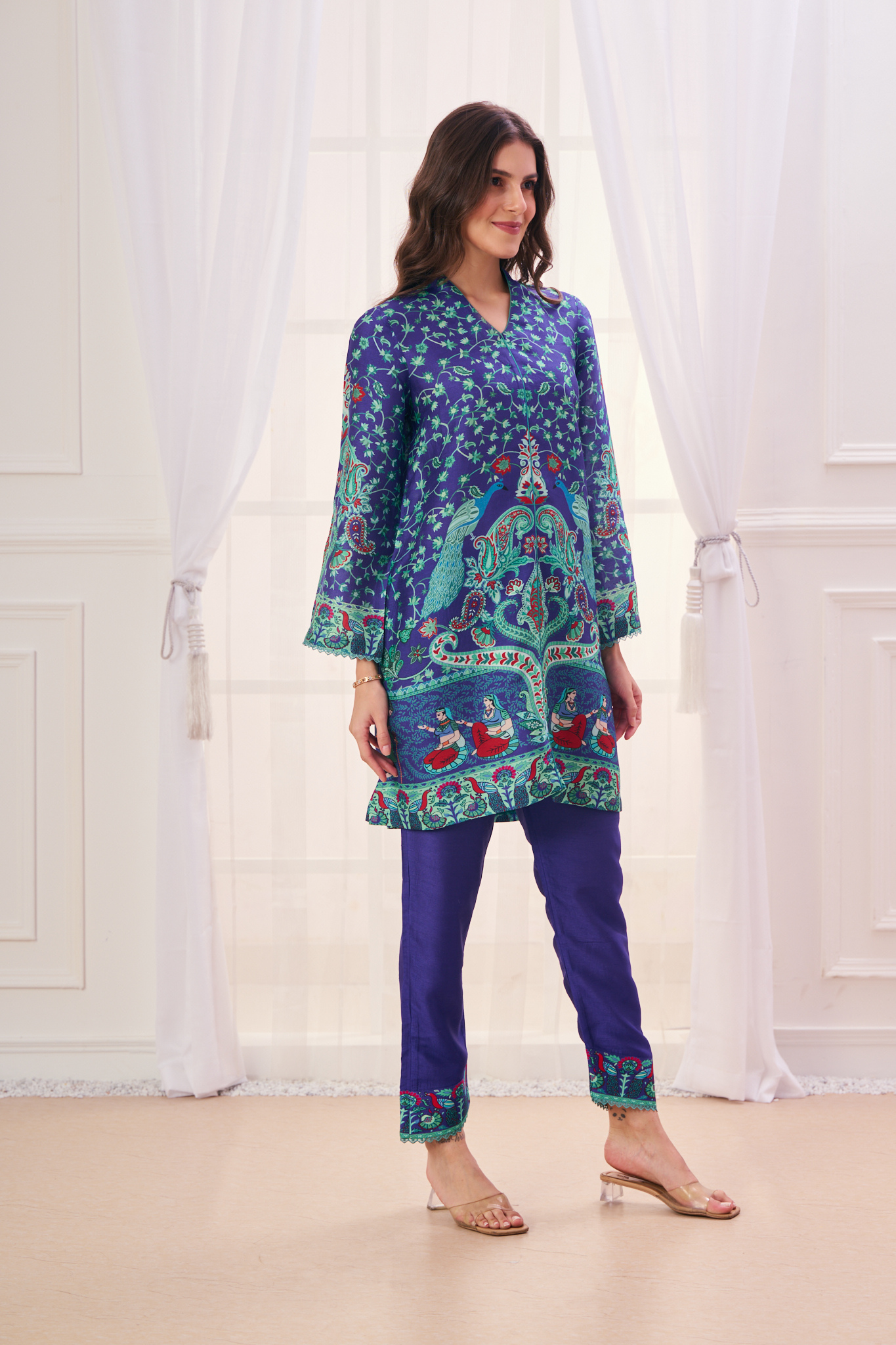 Silk Linen Mughal Art Co-ord Set