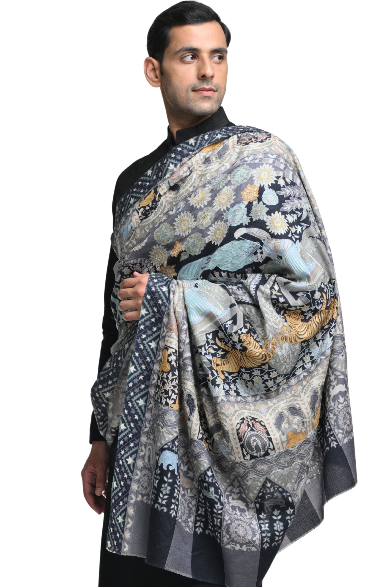 Taroob Royal Raj-Darbar Soft Wool Kalamkari Shawl