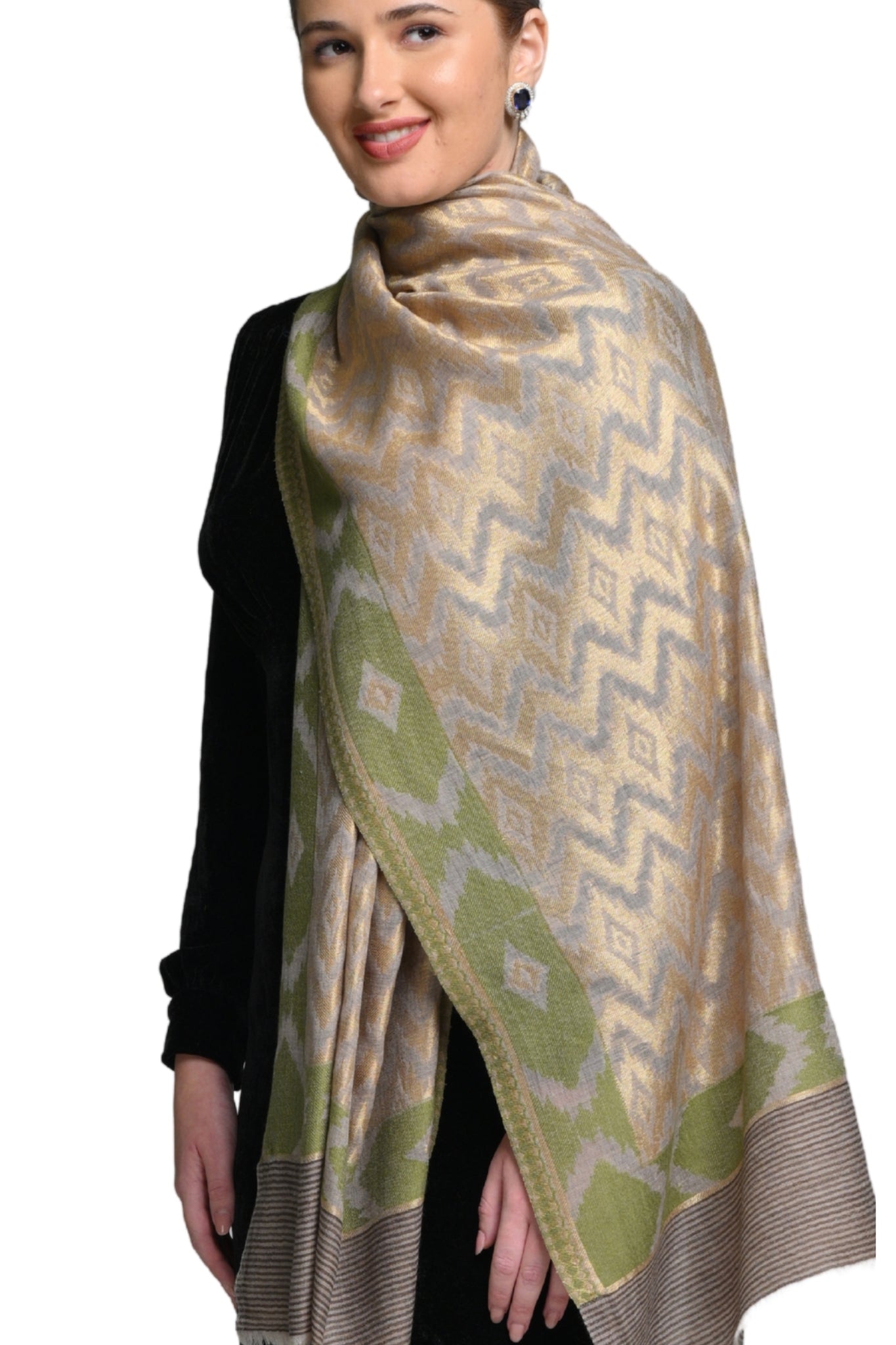 Taroob Moonlight Wool Ikat Kaani Stole