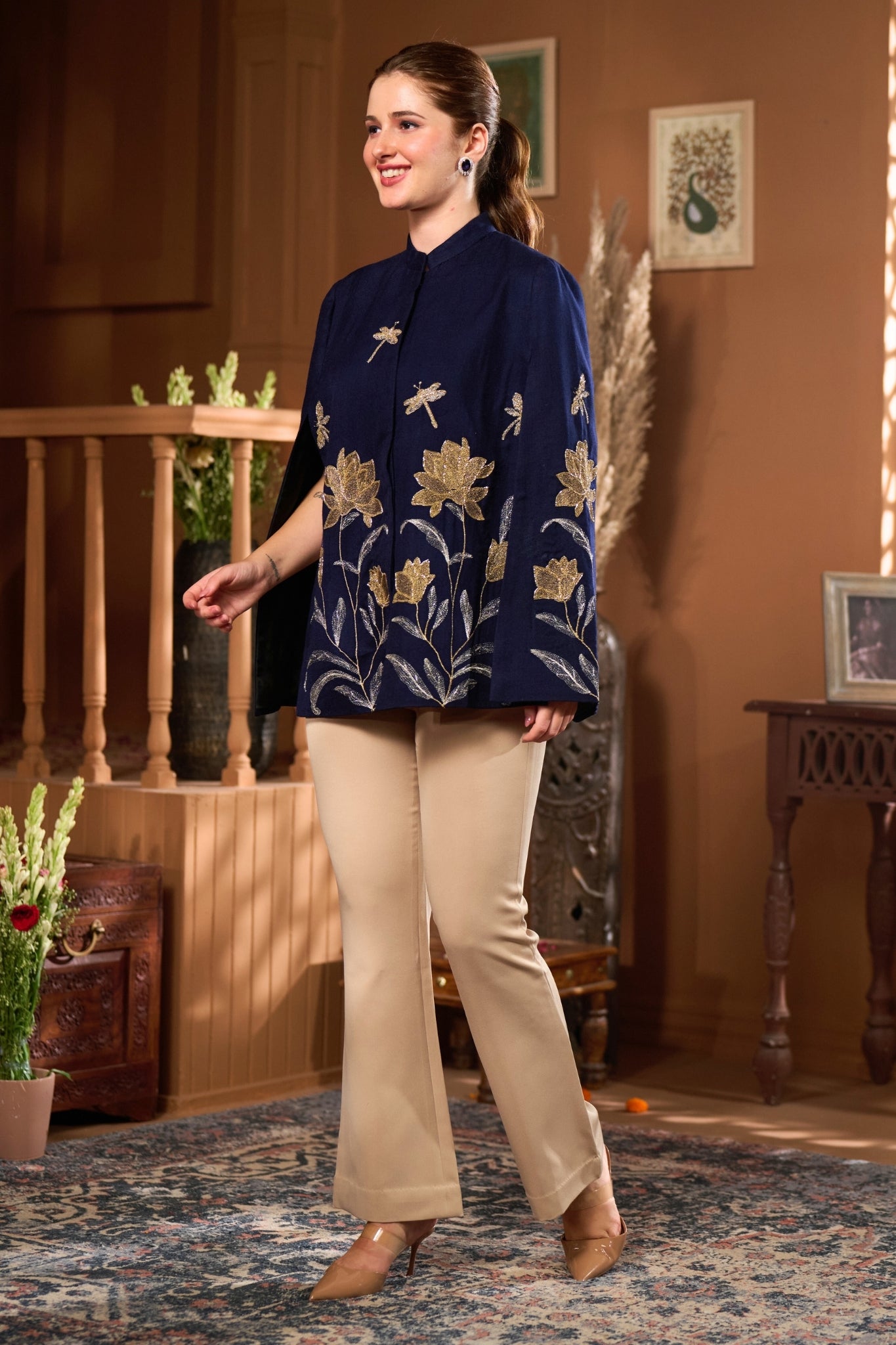 Taroob Twilight Garden Embellished Cape