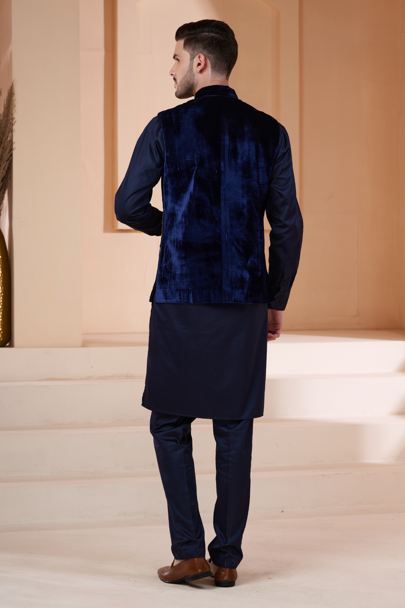 Velvet Embroidered  Nehru Jacket , Men's Bandi