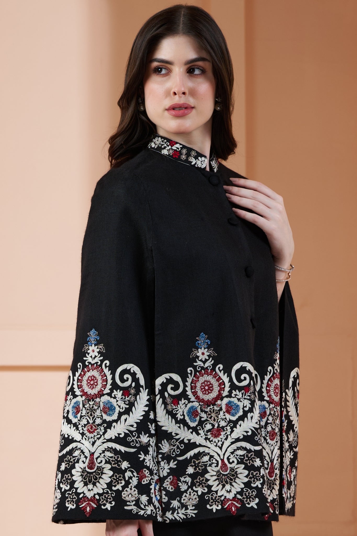 Floral Damask Embroidered Cape