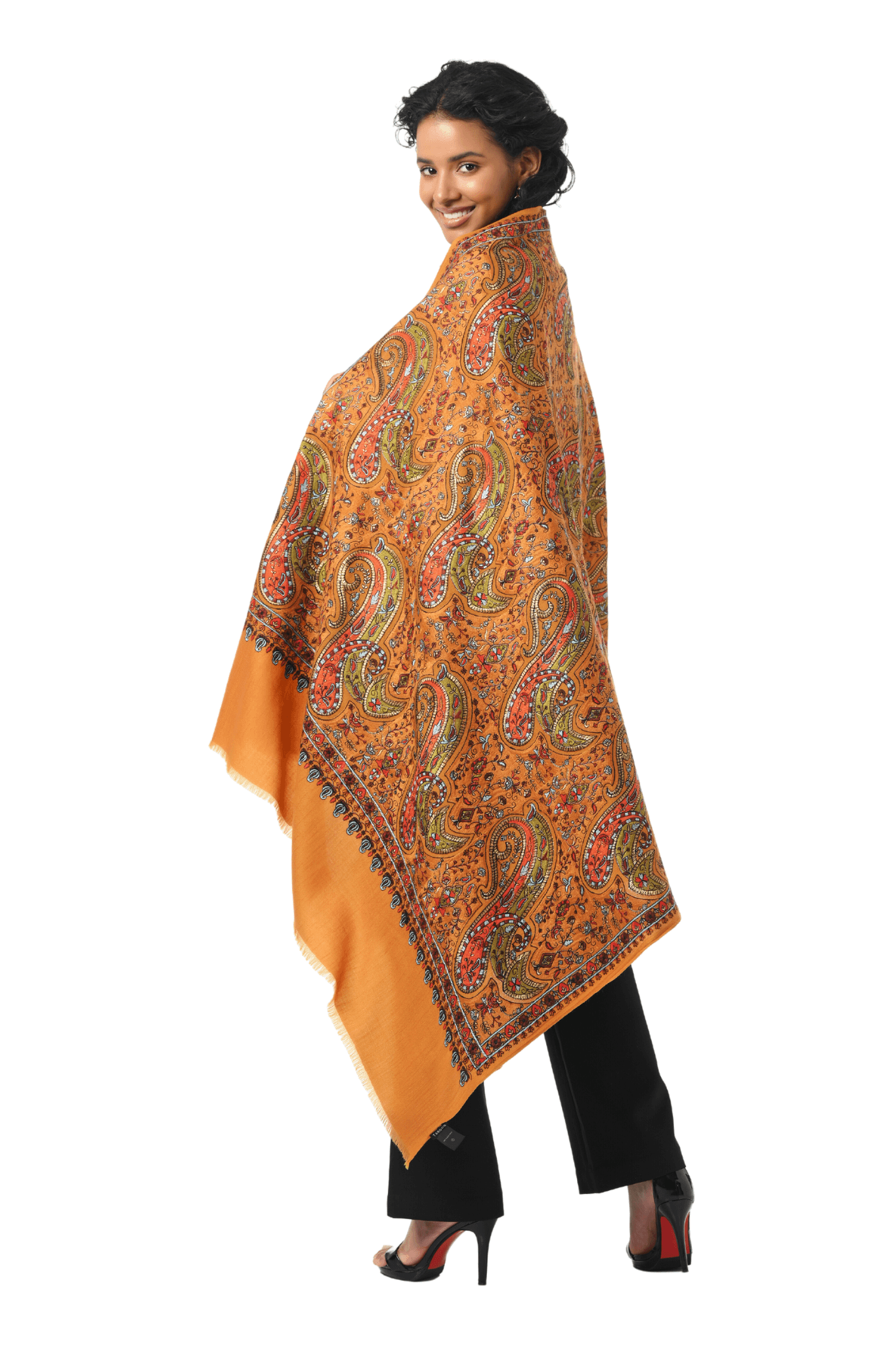 Bold Paisley Embroidered Shawl