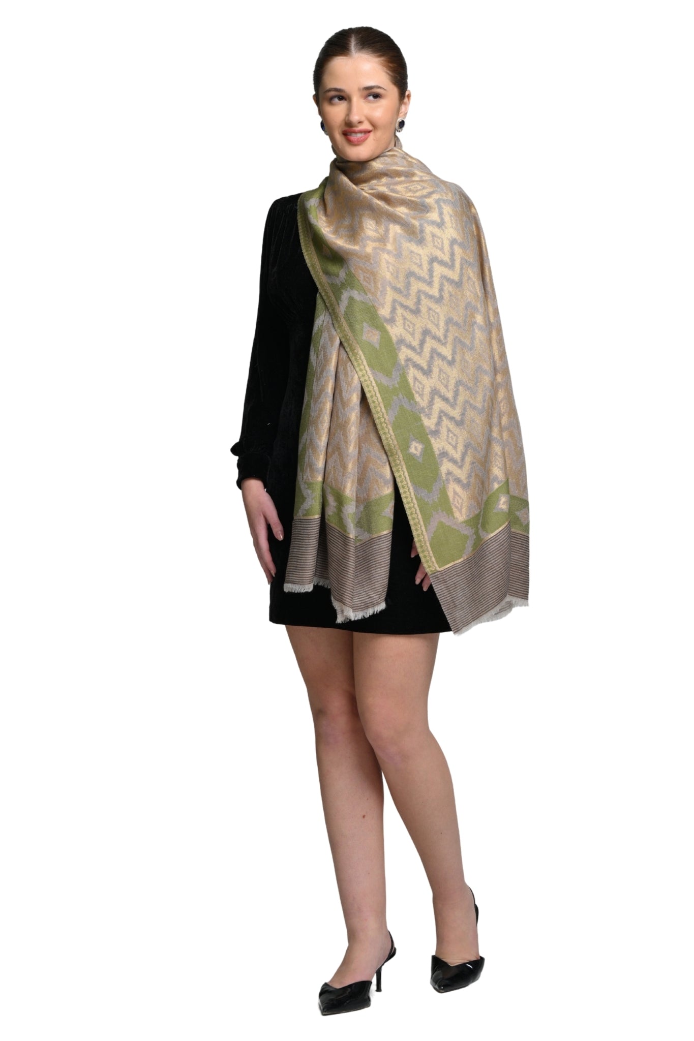 Taroob Moonlight Wool Ikat Kaani Stole