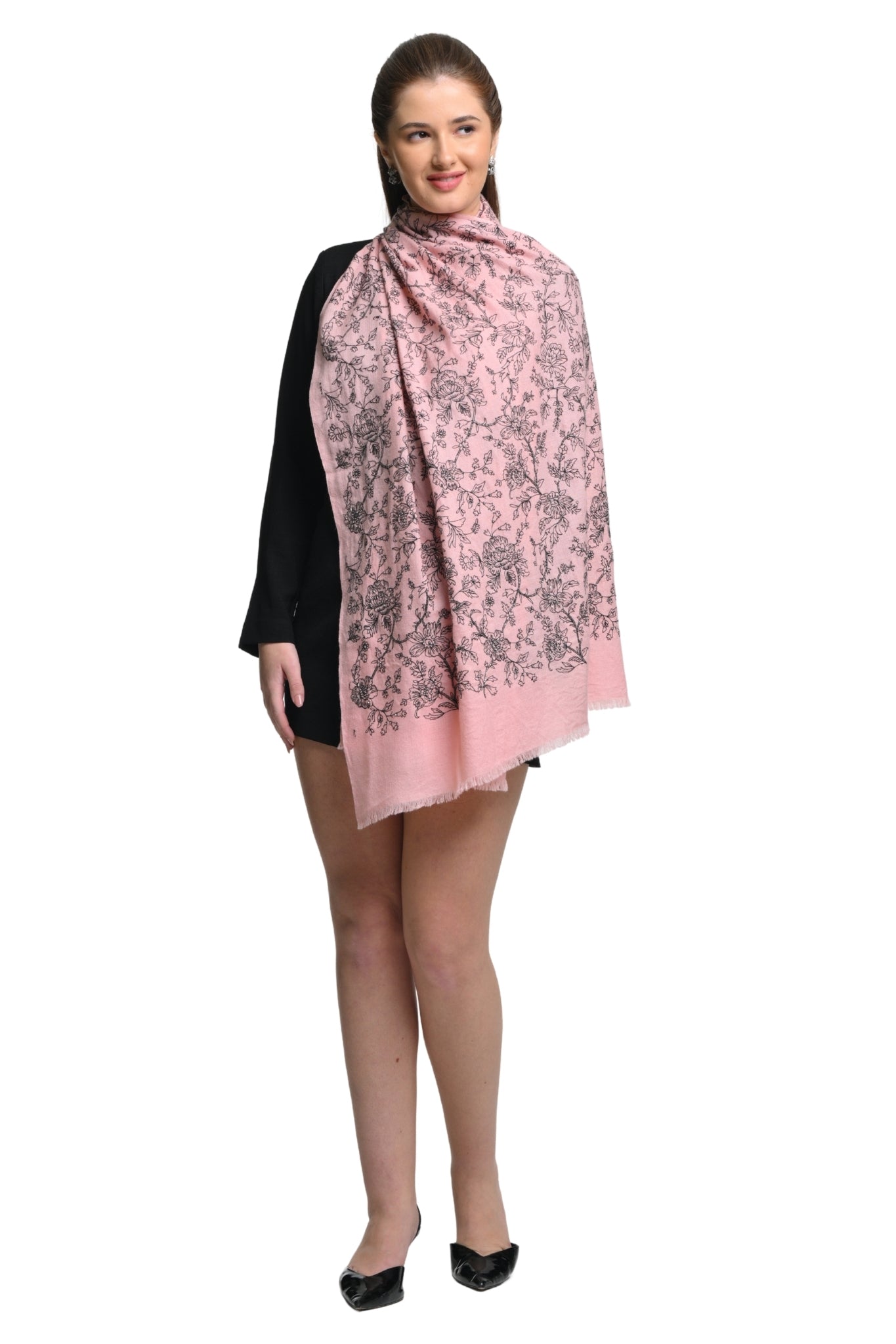 Taroob Hand Embellished Sketched Floral Scarf