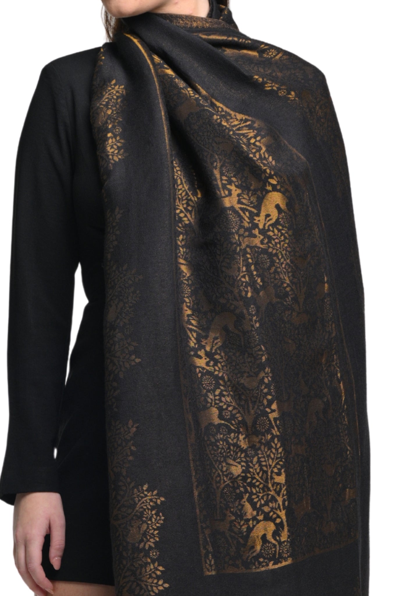 Taroob Fine Wool Shikara Zari Stole