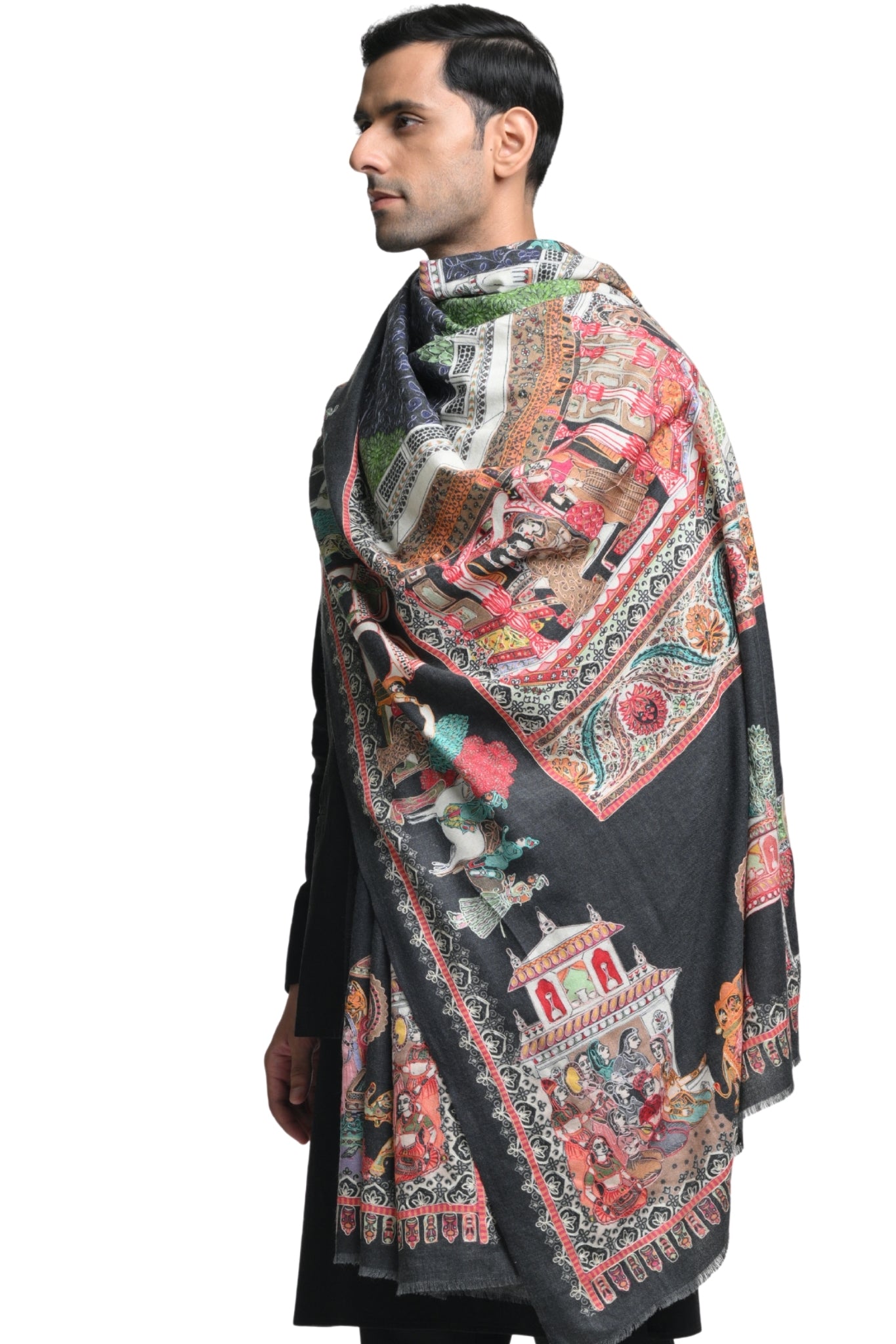 Taroob Royal Raj-Darbar Kalamkari Dusala