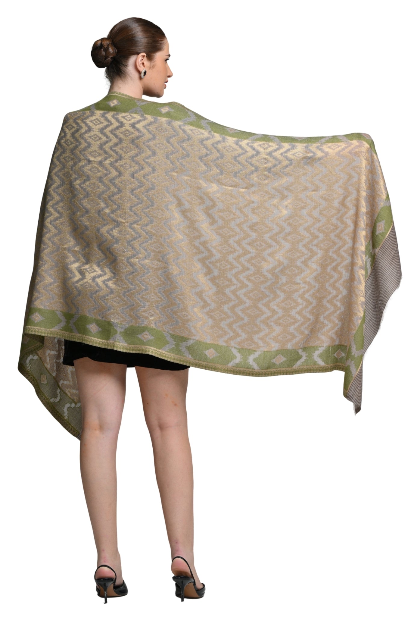 Taroob Moonlight Wool Ikat Kaani Stole