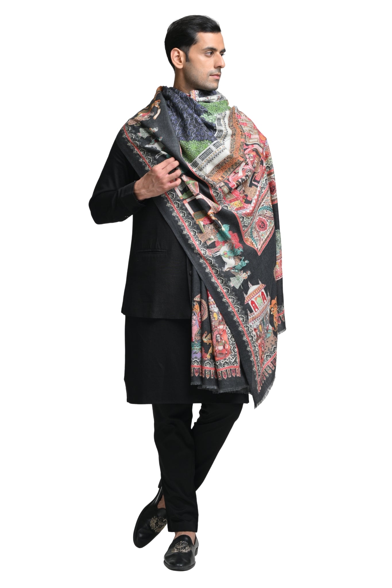 Taroob Royal Raj-Darbar Kalamkari Dusala