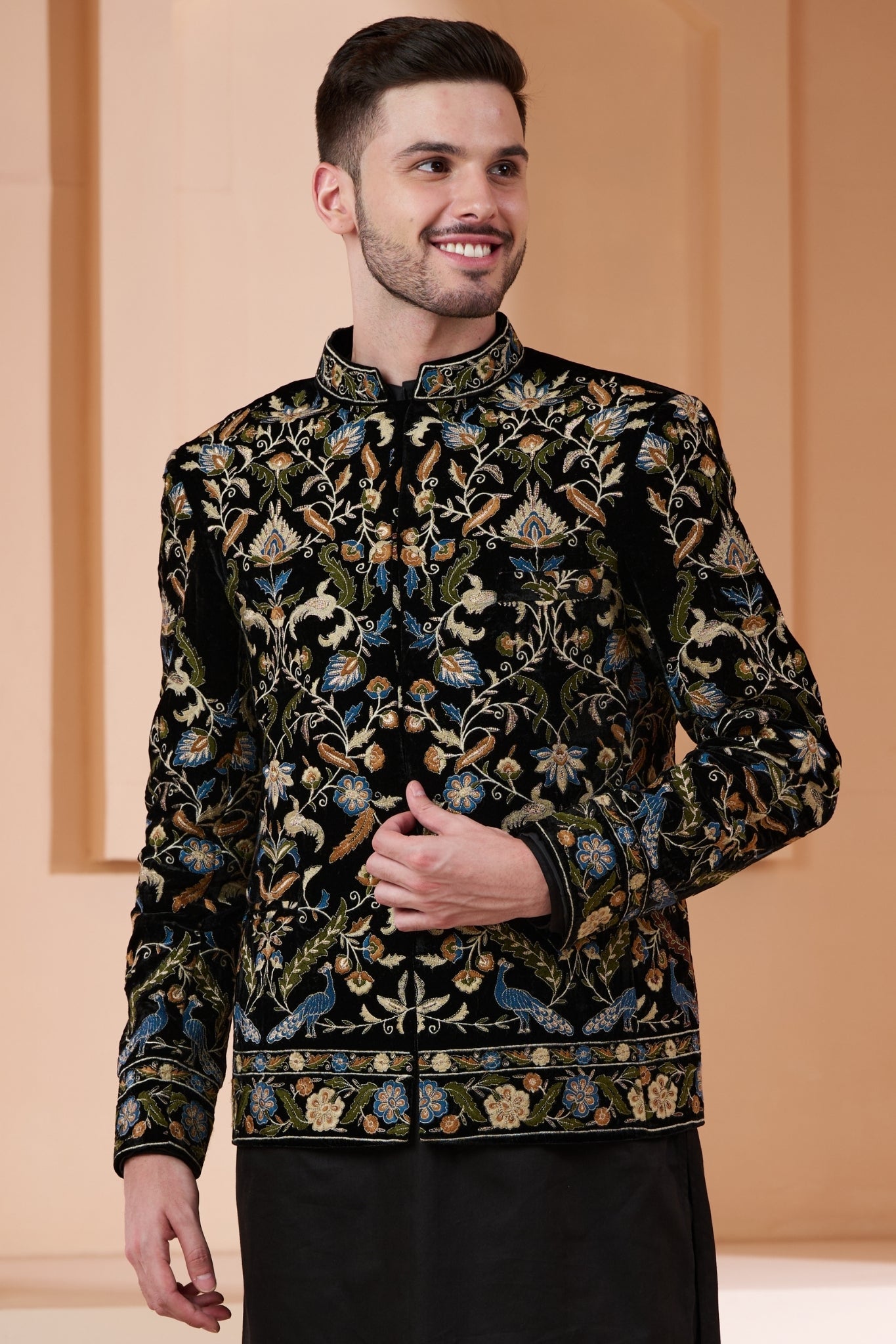 Embroidered Velvet Men's Bandhgala