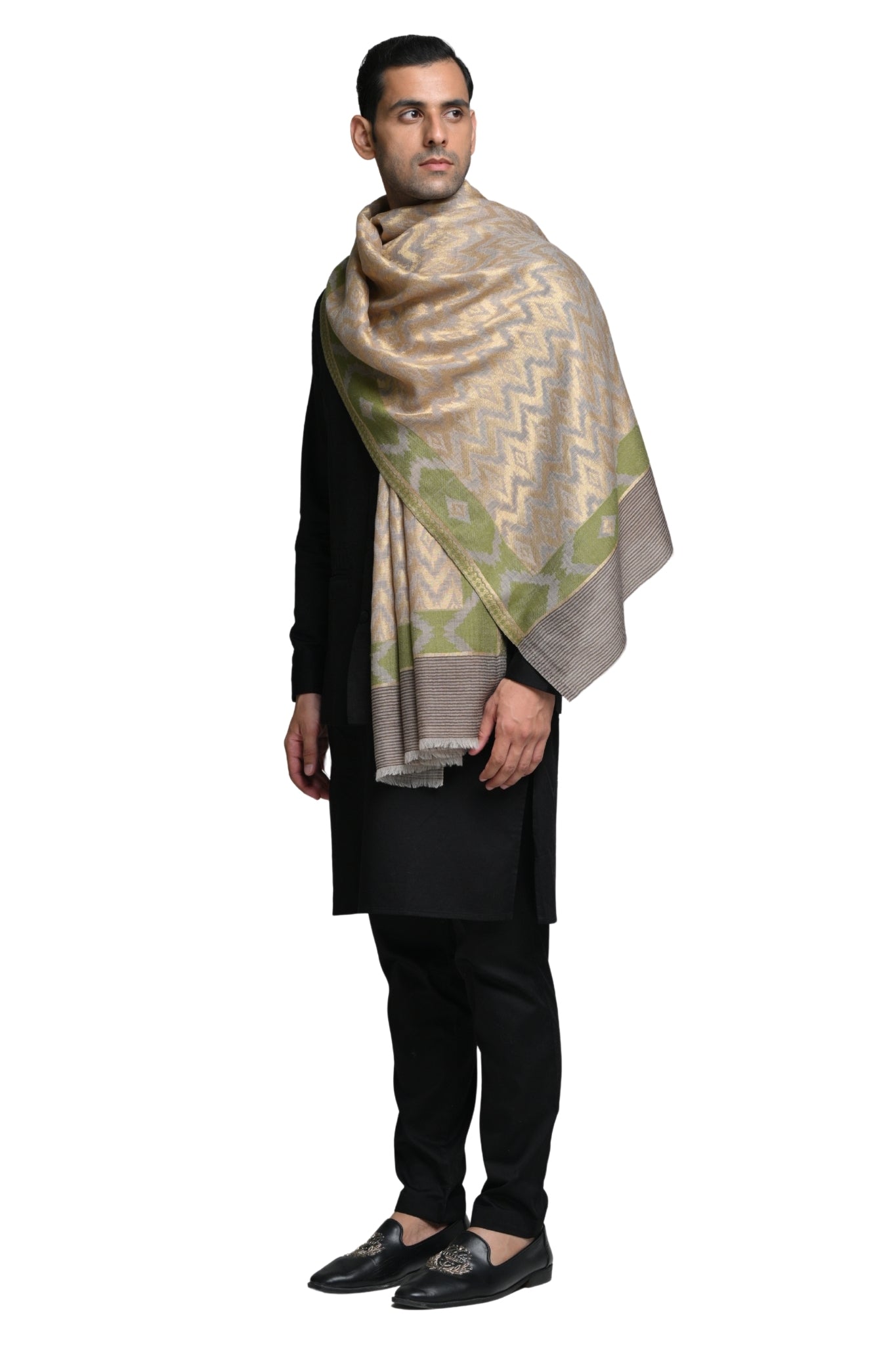 Taroob Moonlight Wool Ikat Kaani Stole