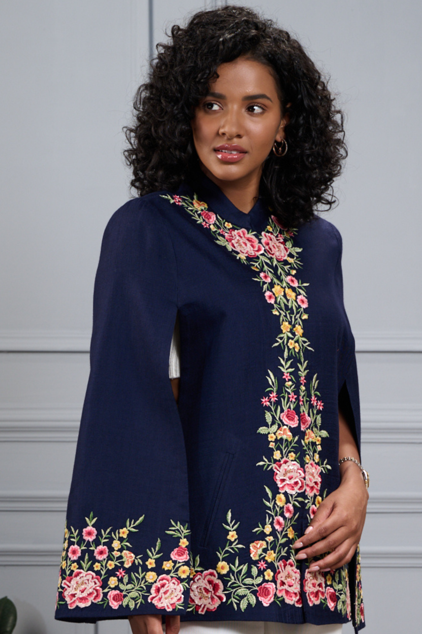 Floral Meadow Embroidered Cape